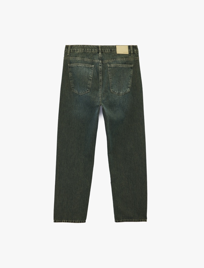  Pamuklu Düz Paça Vintage Straight Fit Jean Pantolon