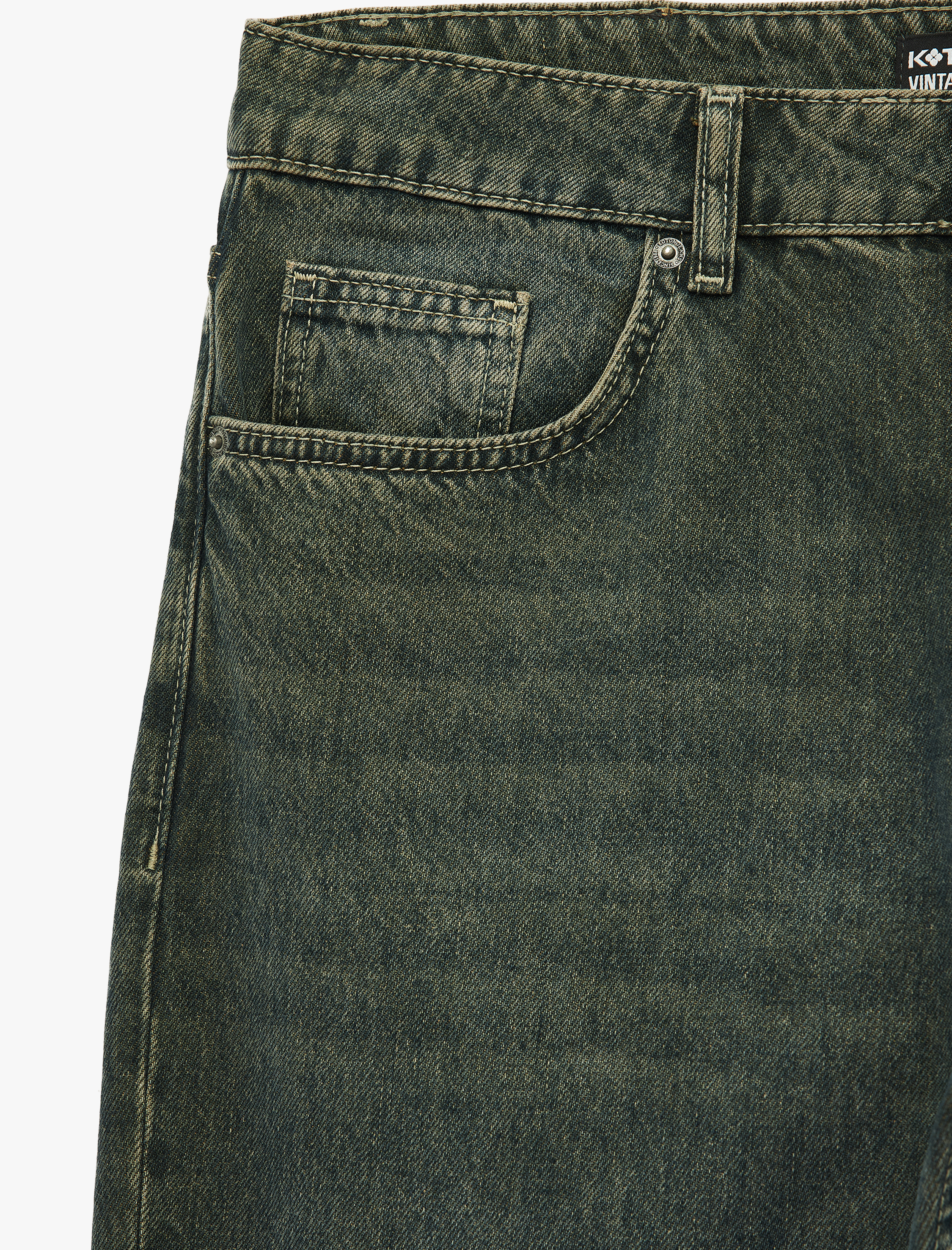   Pamuklu Düz Paça Vintage Straight Fit Jean Pantolon