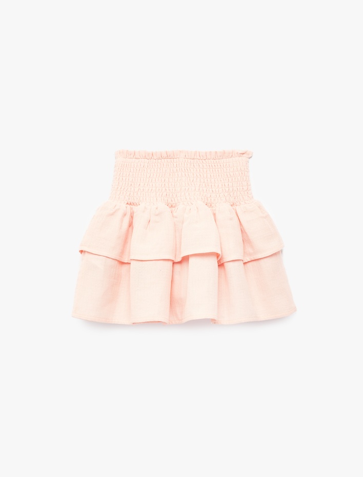 Kız Çocuk Katlı Gipeli Yüksek Bel Diz Üstü Etek