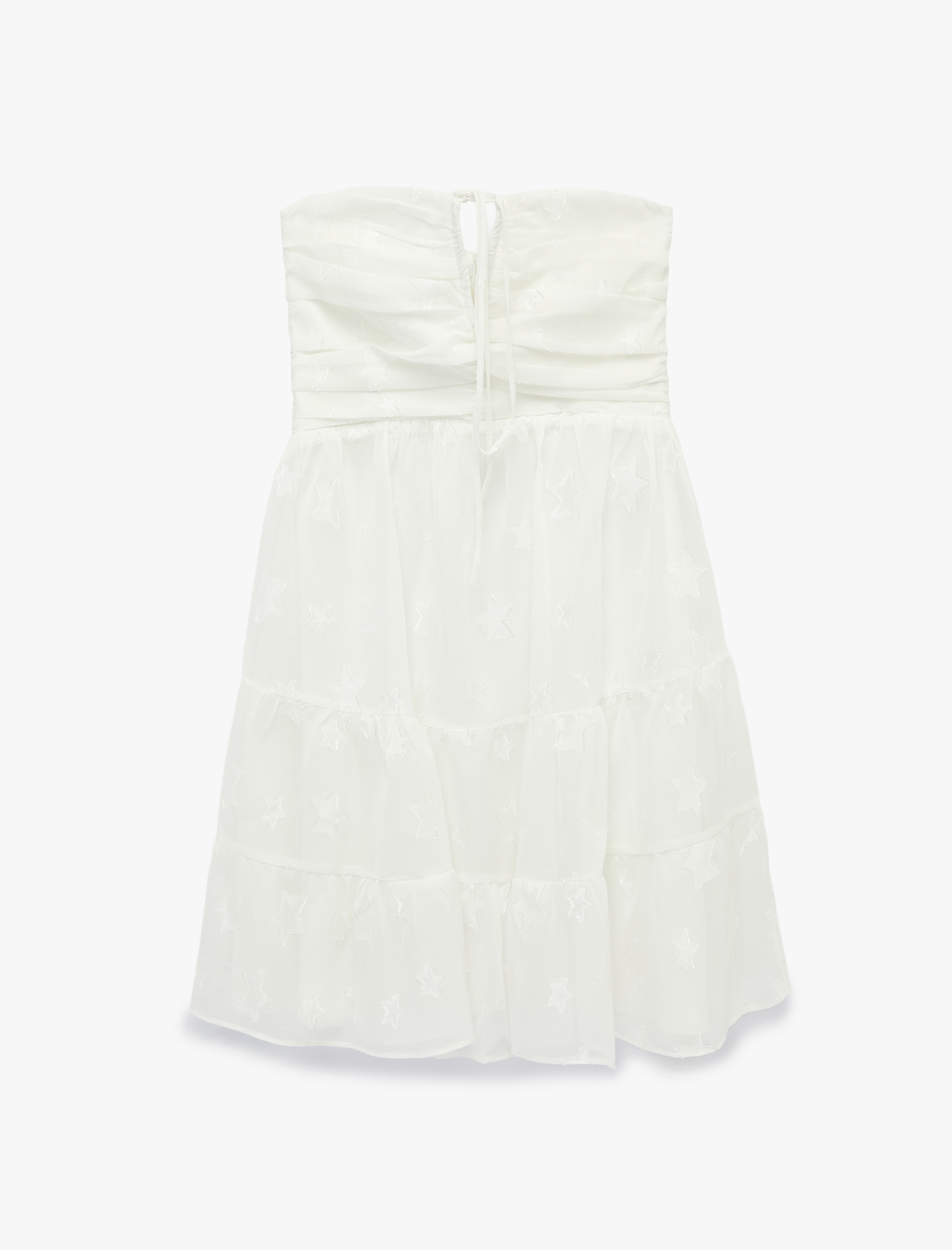   Şifon Drapeli Kolsuz Straplez Mini Elbise