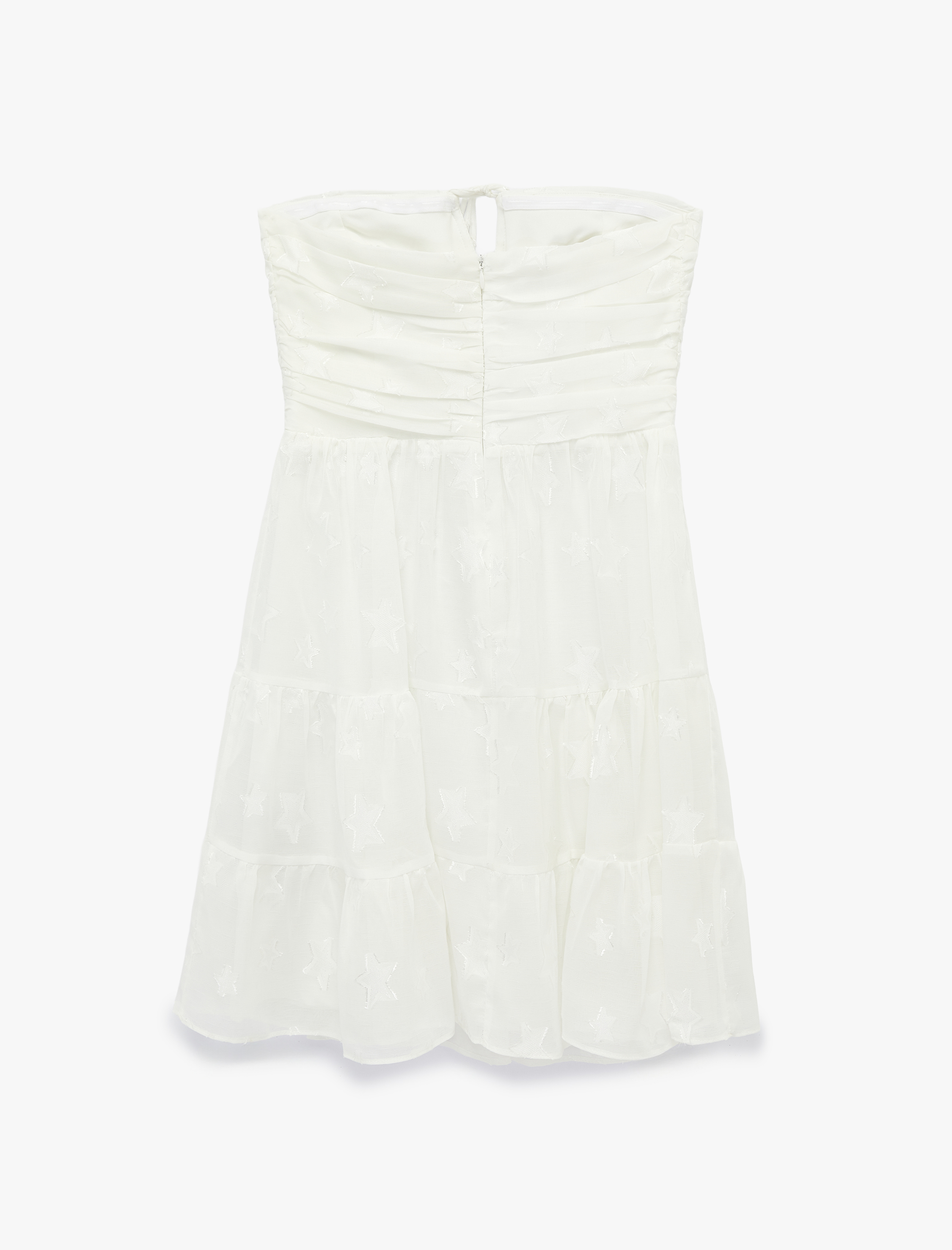   Şifon Drapeli Kolsuz Straplez Mini Elbise