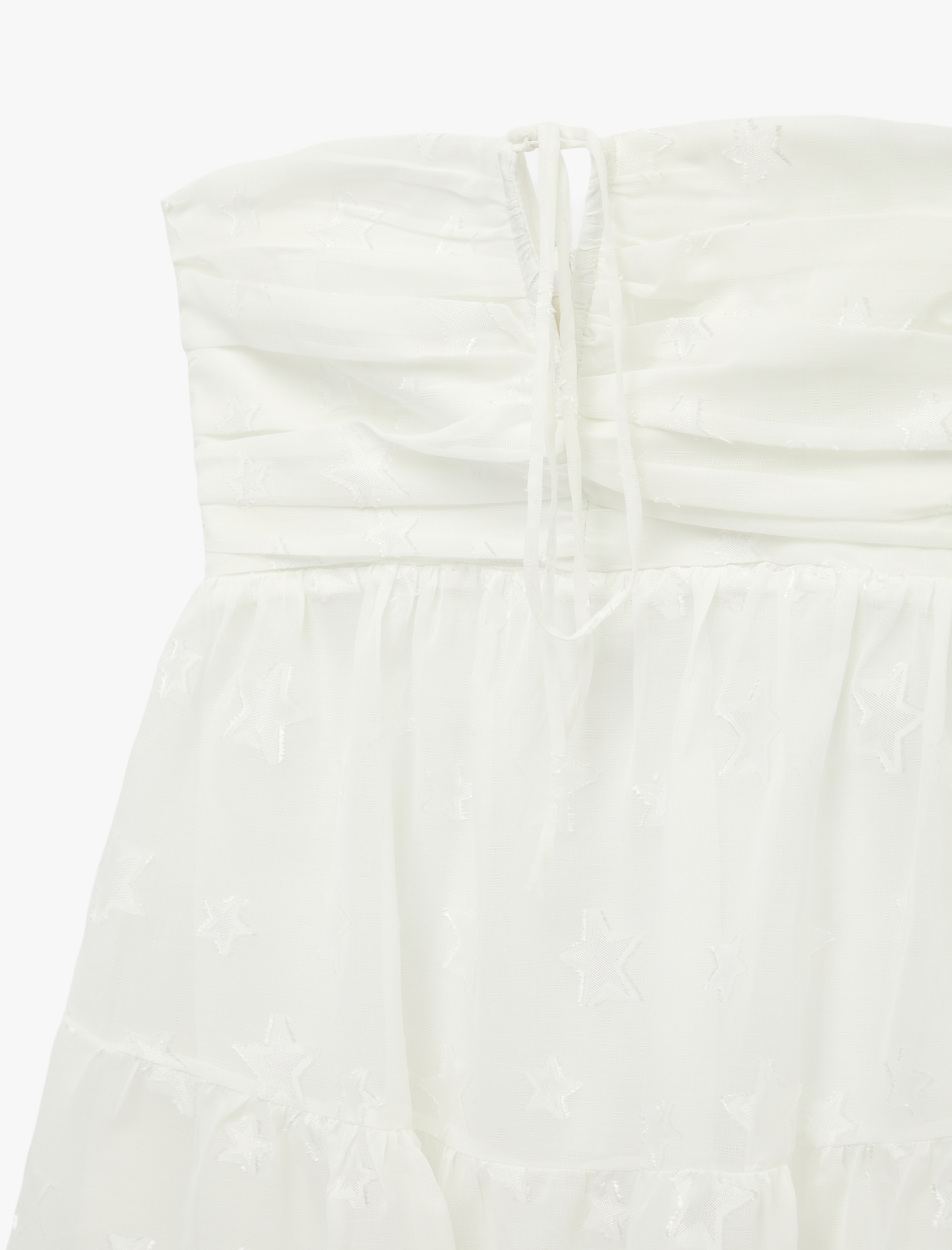   Şifon Drapeli Kolsuz Straplez Mini Elbise