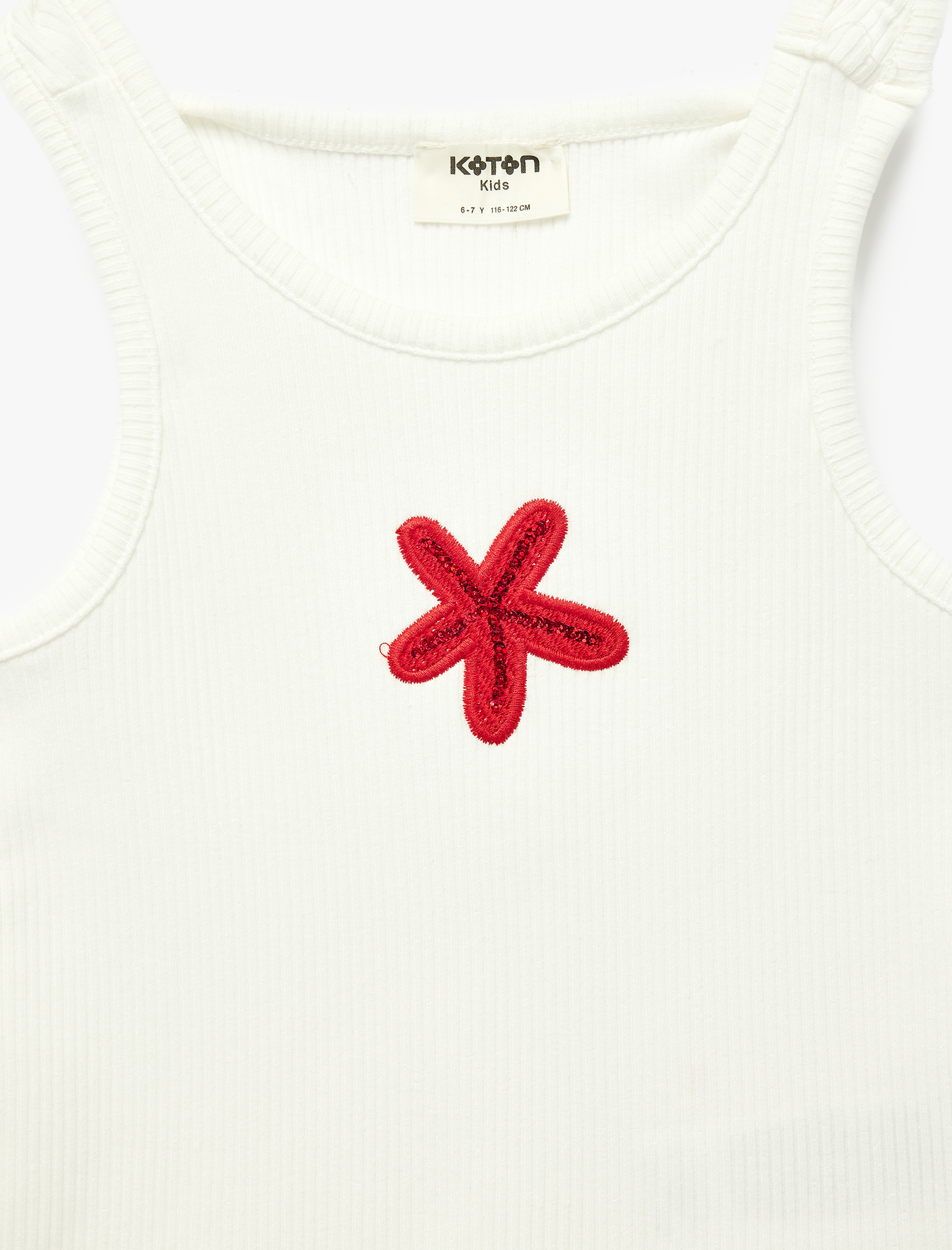  Kız Çocuk Nakışlı Bisiklet Yaka Kaşkorse Atlet