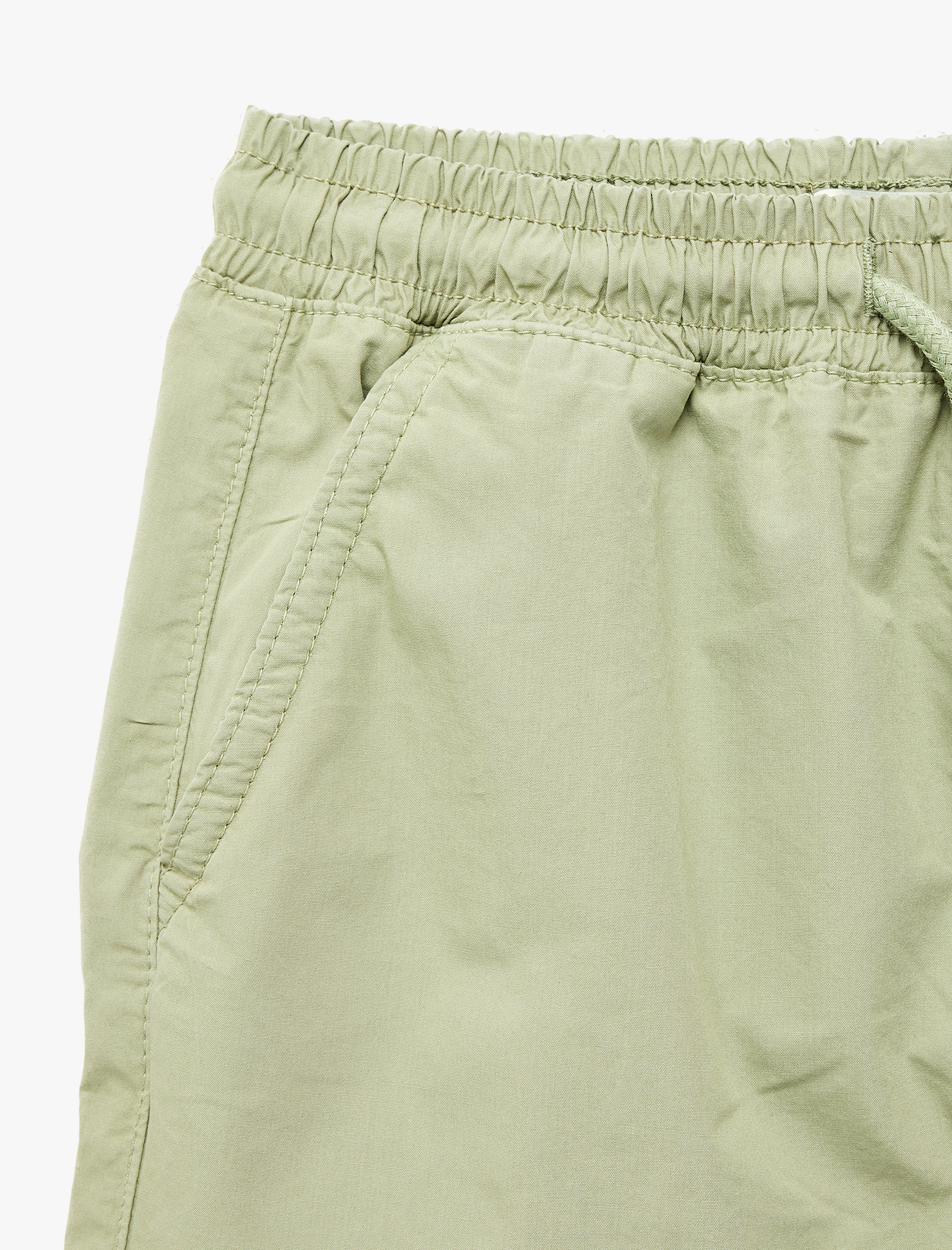  Erkek Çocuk Beli Bağcıklı Cep Detaylı Pamuklu Kargo Şort