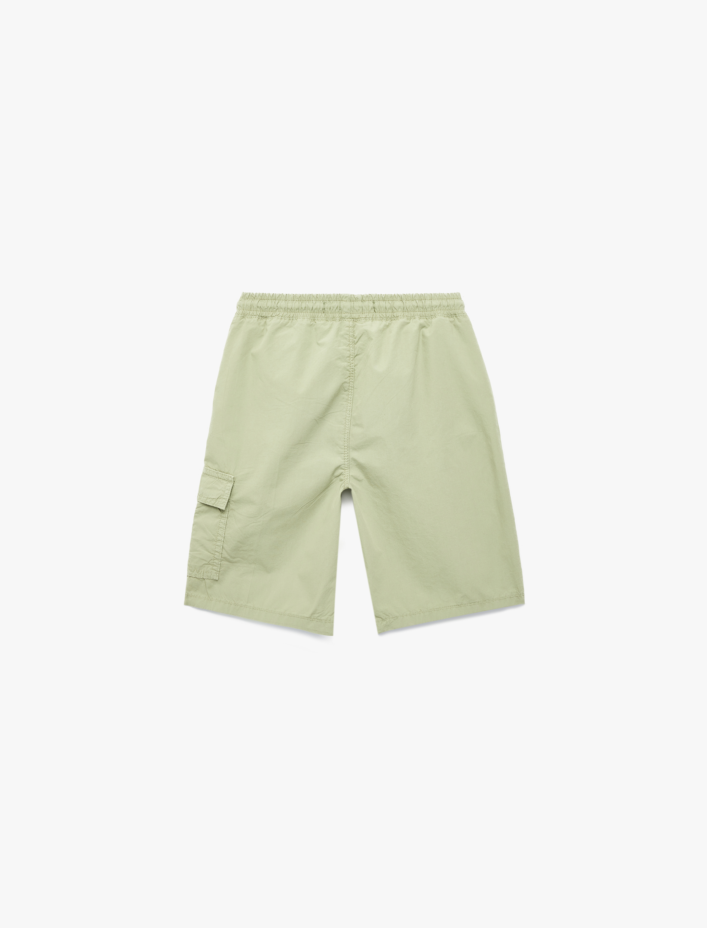  Erkek Çocuk Beli Bağcıklı Cep Detaylı Pamuklu Kargo Şort