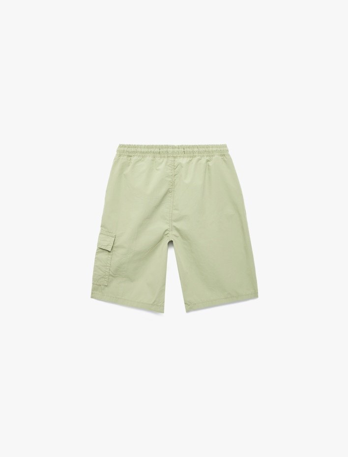 Erkek Çocuk Beli Bağcıklı Cep Detaylı Pamuklu Kargo Şort