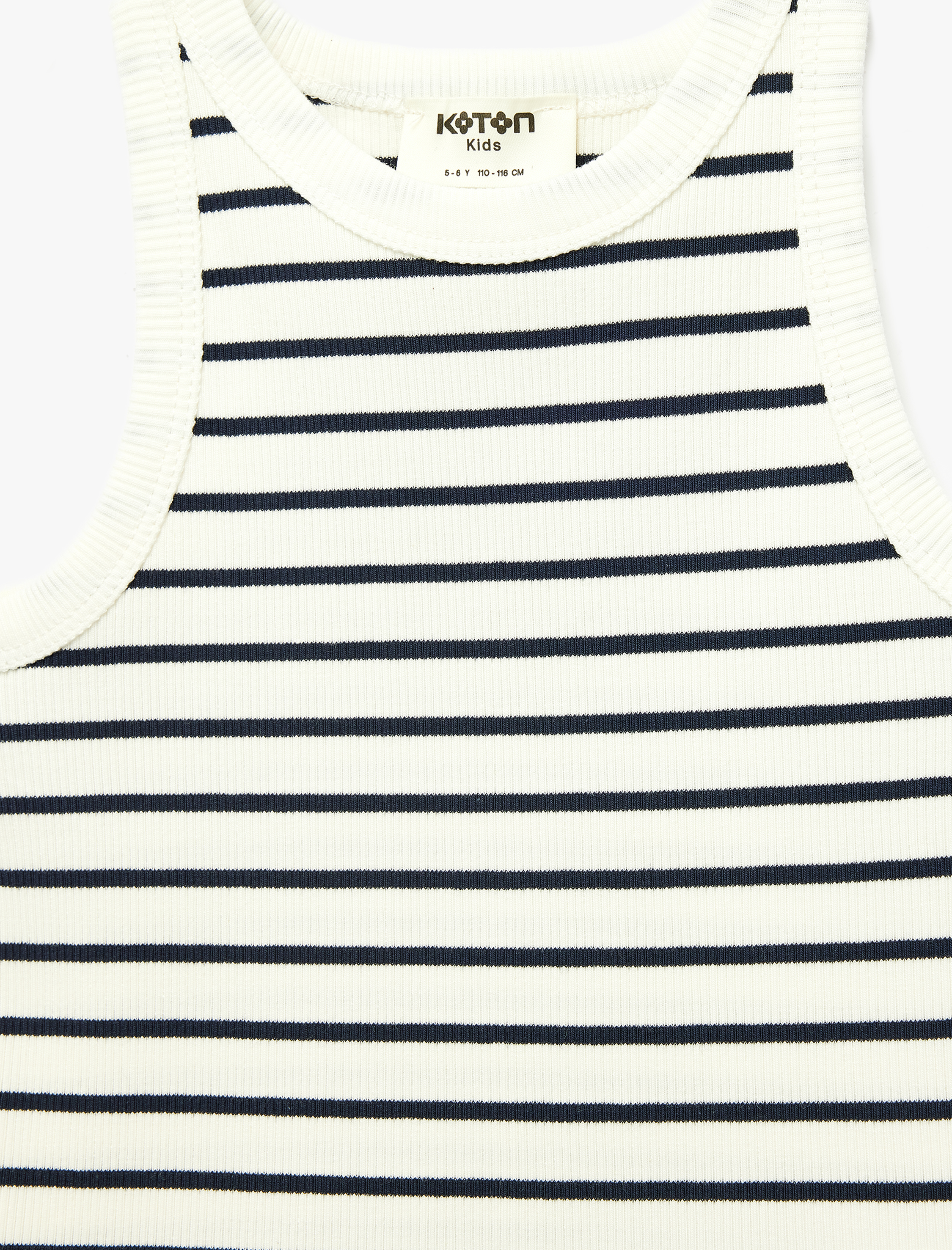  Kız Çocuk Pamuklu Kaşkorse Bisiklet Yaka Çizgili Atlet