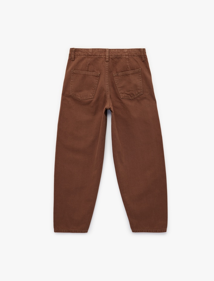 Kız Çocuk Rahat Kesim Pamuklu Balon Form Denim Pantolon