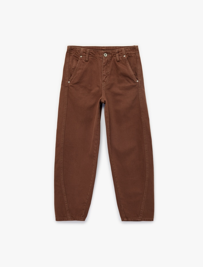 Kız Çocuk Rahat Kesim Pamuklu Balon Form Denim Pantolon