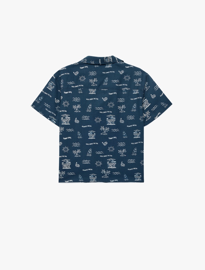 Erkek Çocuk Pamuklu Devrik Yaka Kısa Kollu Gömlek