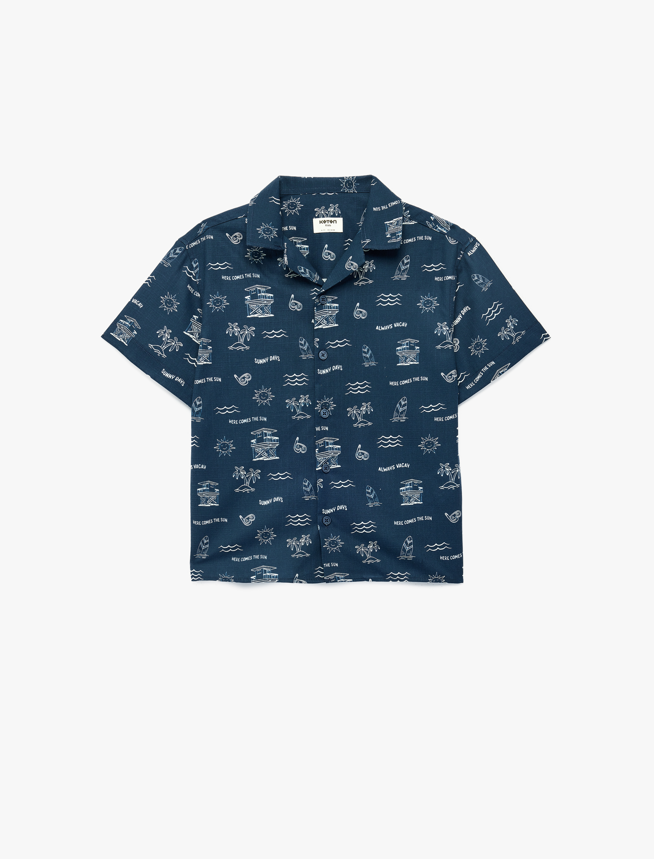  Erkek Çocuk Pamuklu Devrik Yaka Kısa Kollu Gömlek