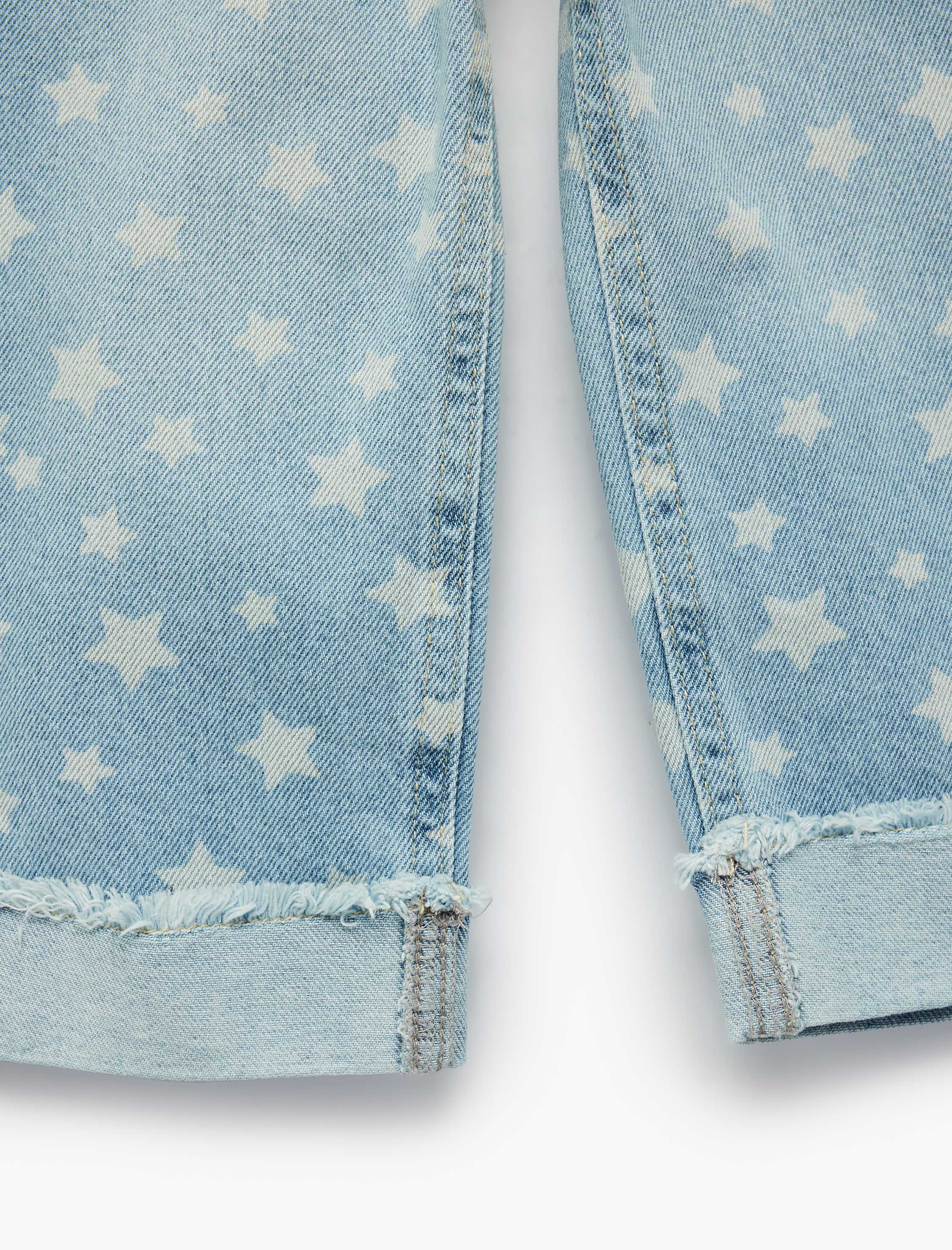  Kız Bebek Yıldız Desenli Cepli Pamuklu Geniş Paça Denim Pantolon