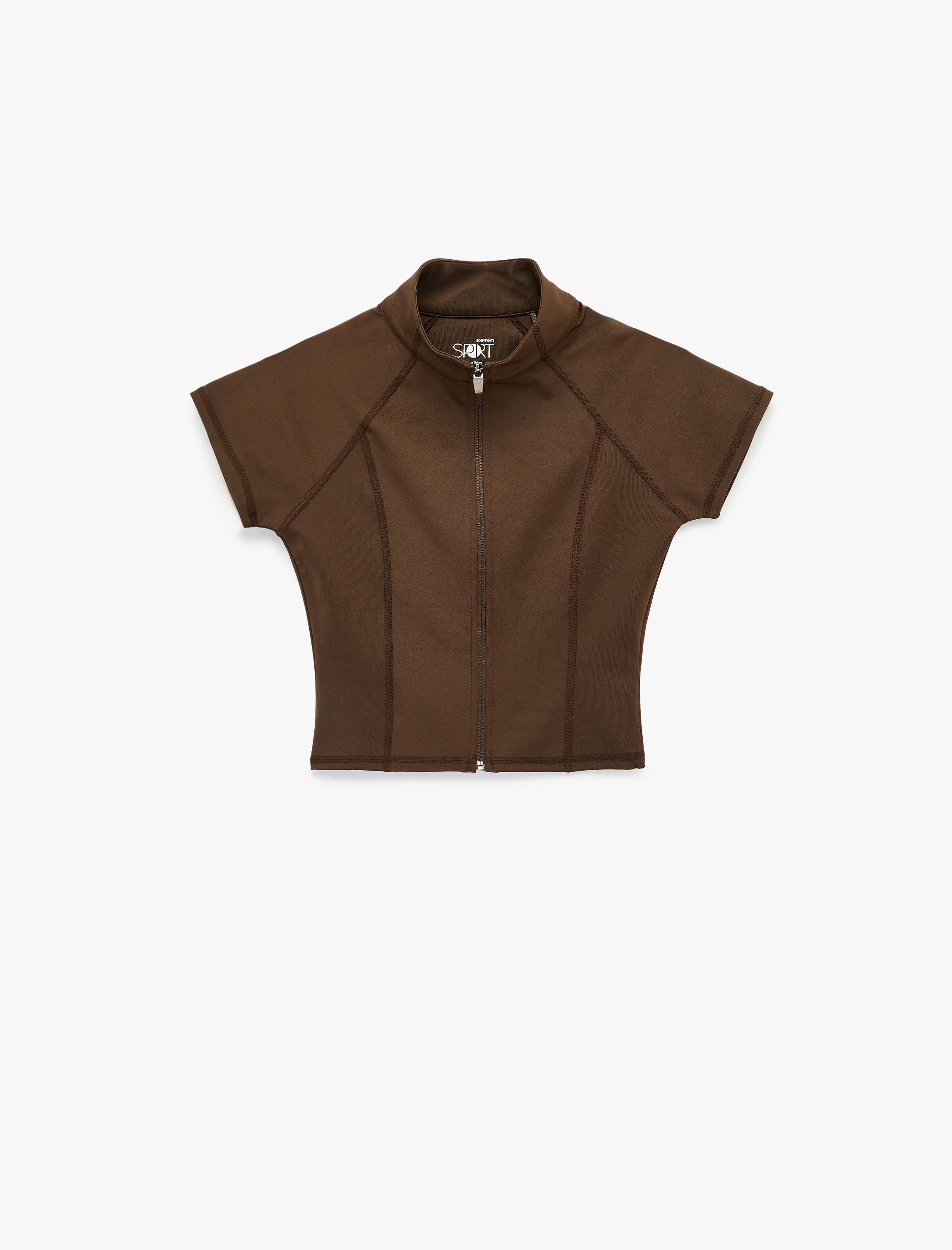   Slim Fit Kısa Kollu Fermuarlı Dik Yaka Spor Tişört