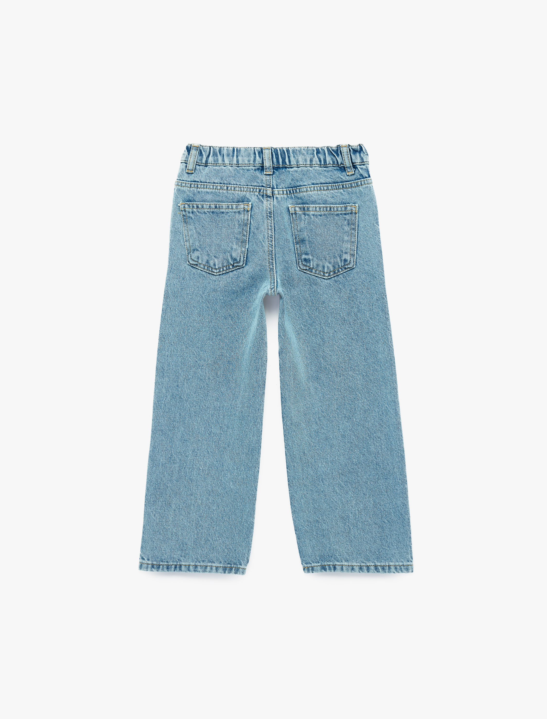  Kız Bebek Pamuklu Cepli Geniş Paça Denim Pantolon