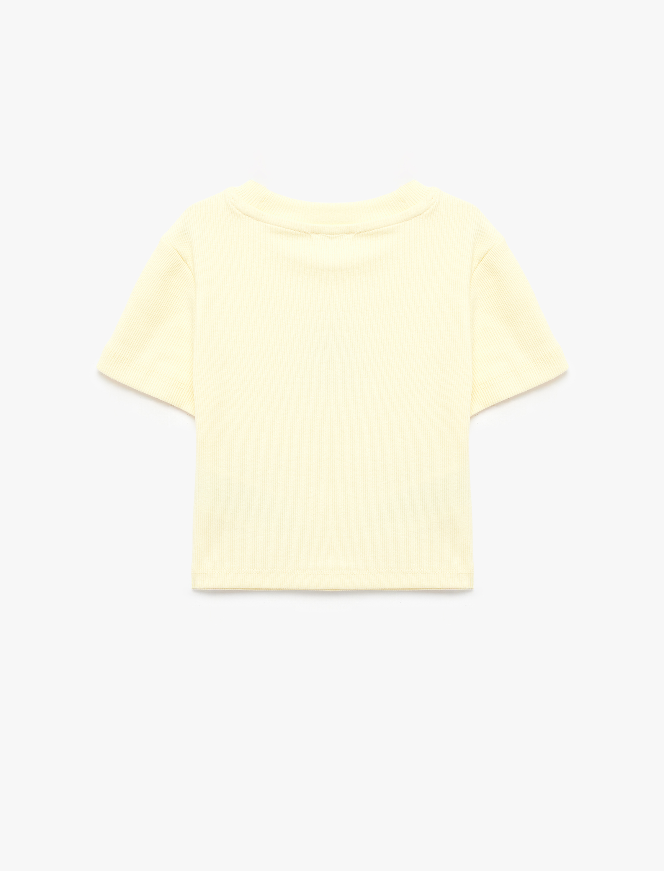  Kız Çocuk Pamuklu Ördek Nakışlı Bisiklet Yaka Kısa Kollu Tişört