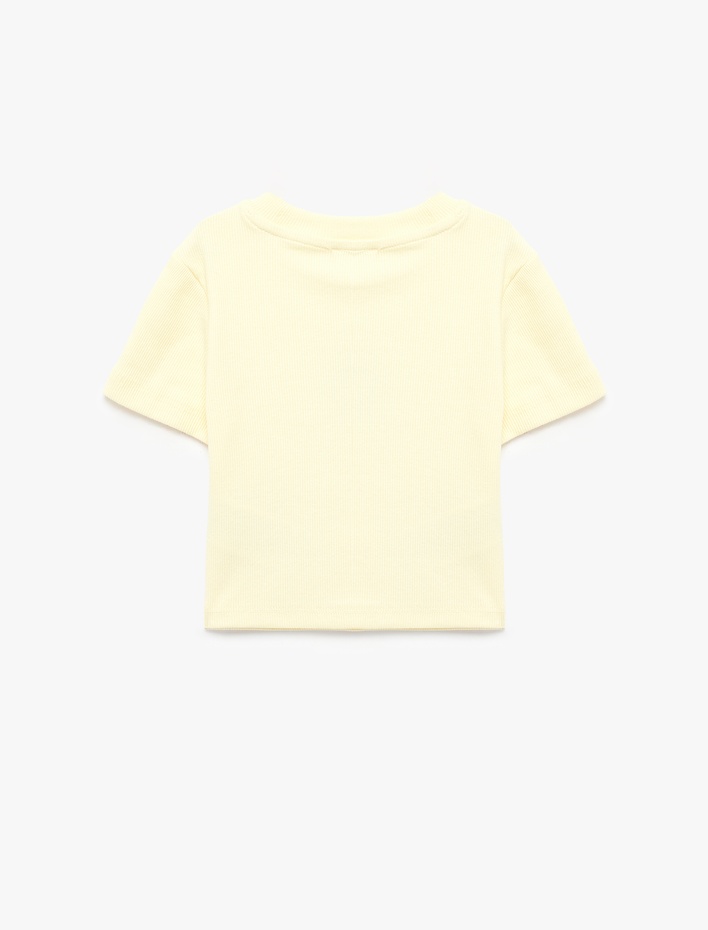 Kız Çocuk Pamuklu Ördek Nakışlı Bisiklet Yaka Kısa Kollu Tişört