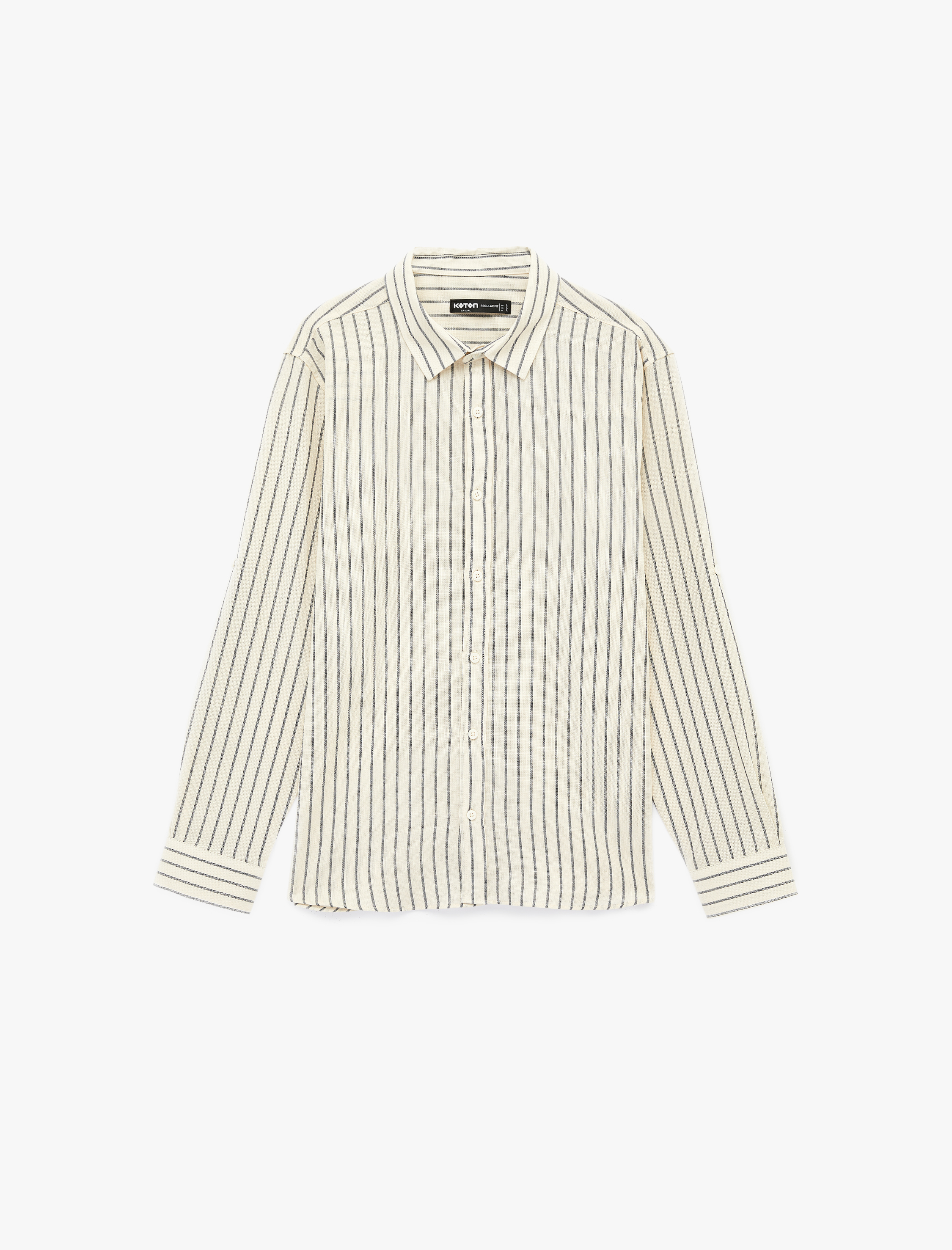   Klasik Yaka Regular Fit Uzun Kollu Pamuklu Çizgili Gömlek