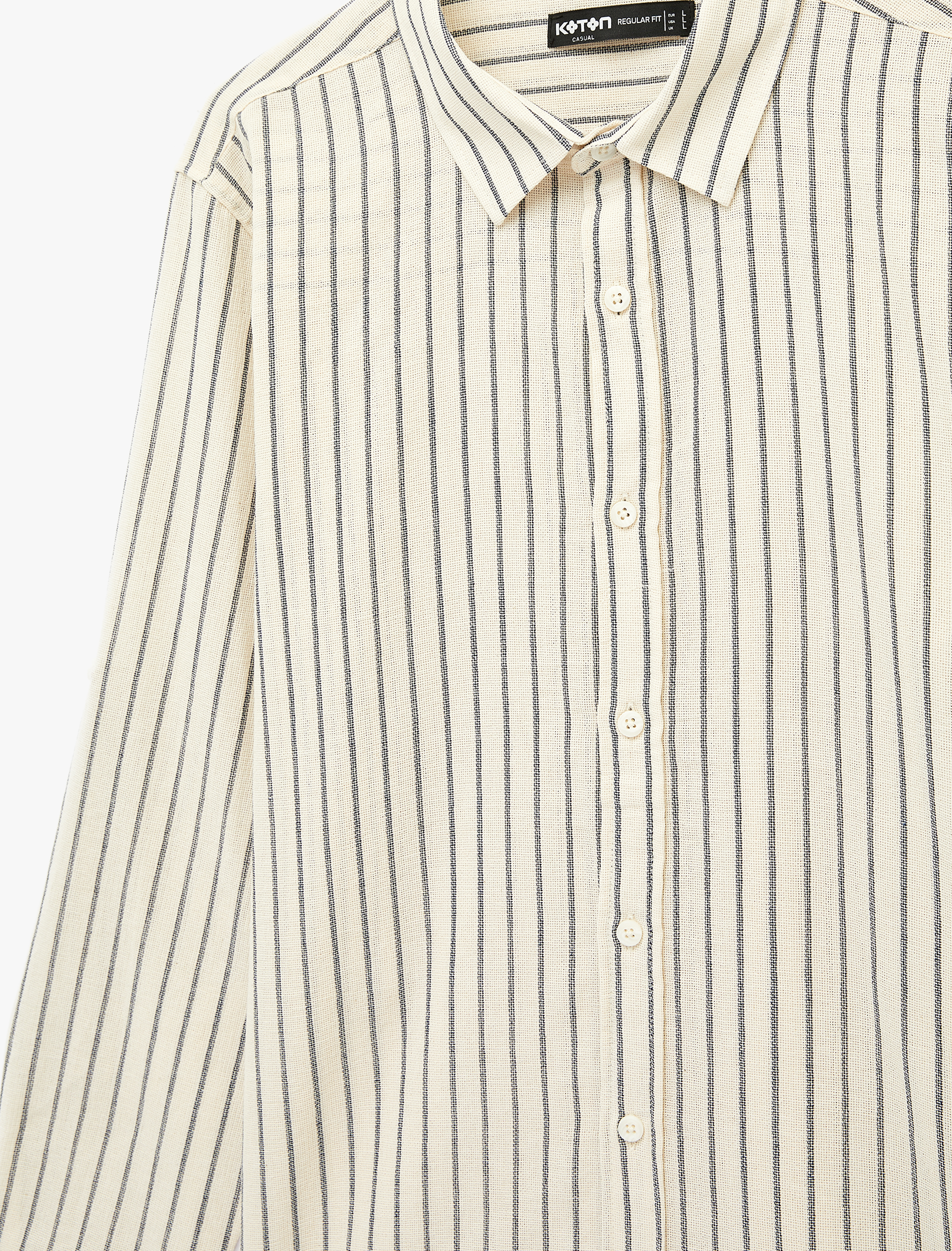   Klasik Yaka Regular Fit Uzun Kollu Pamuklu Çizgili Gömlek