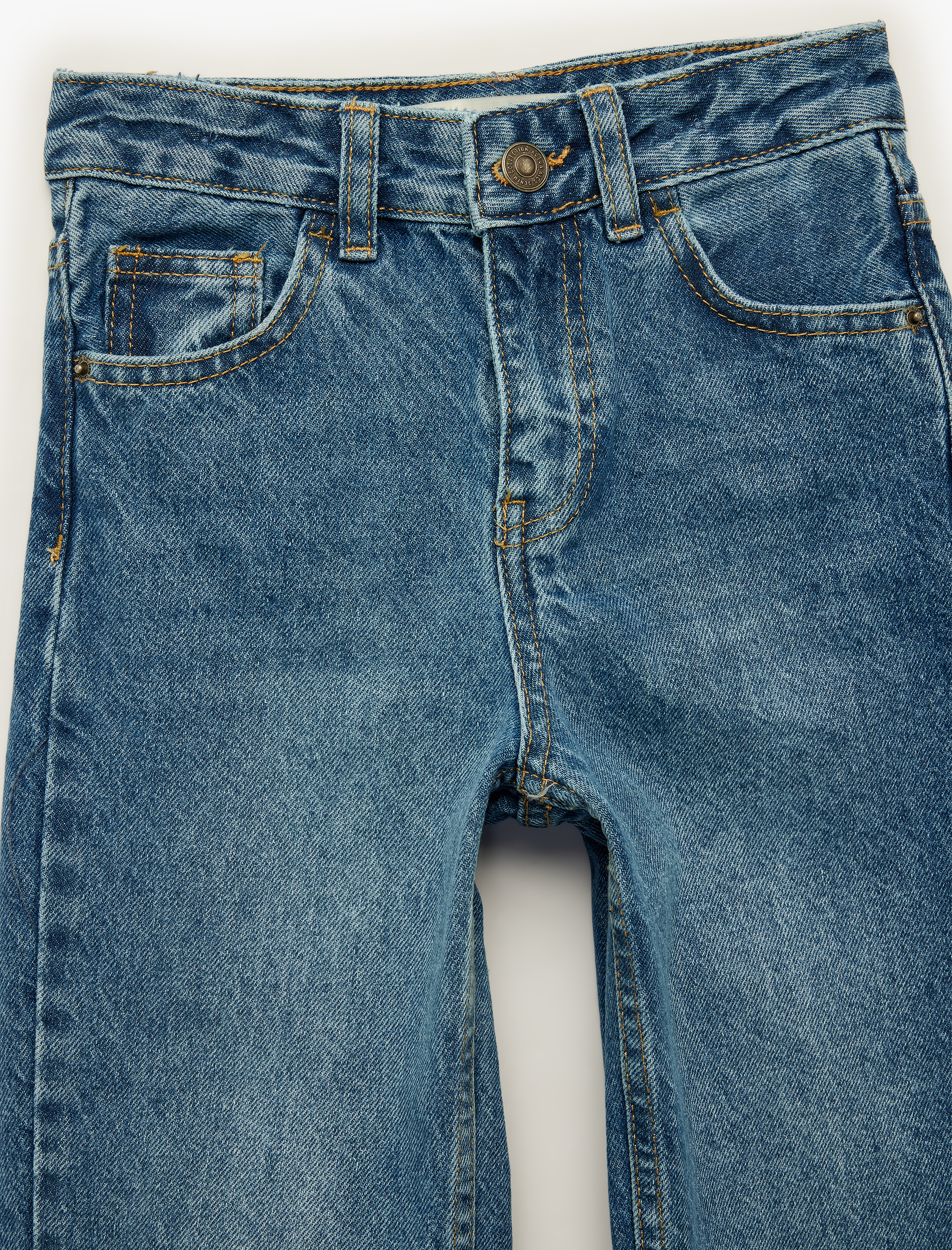  Kız Çocuk Pamuklu Cepli Straight Fit Denim Pantolon