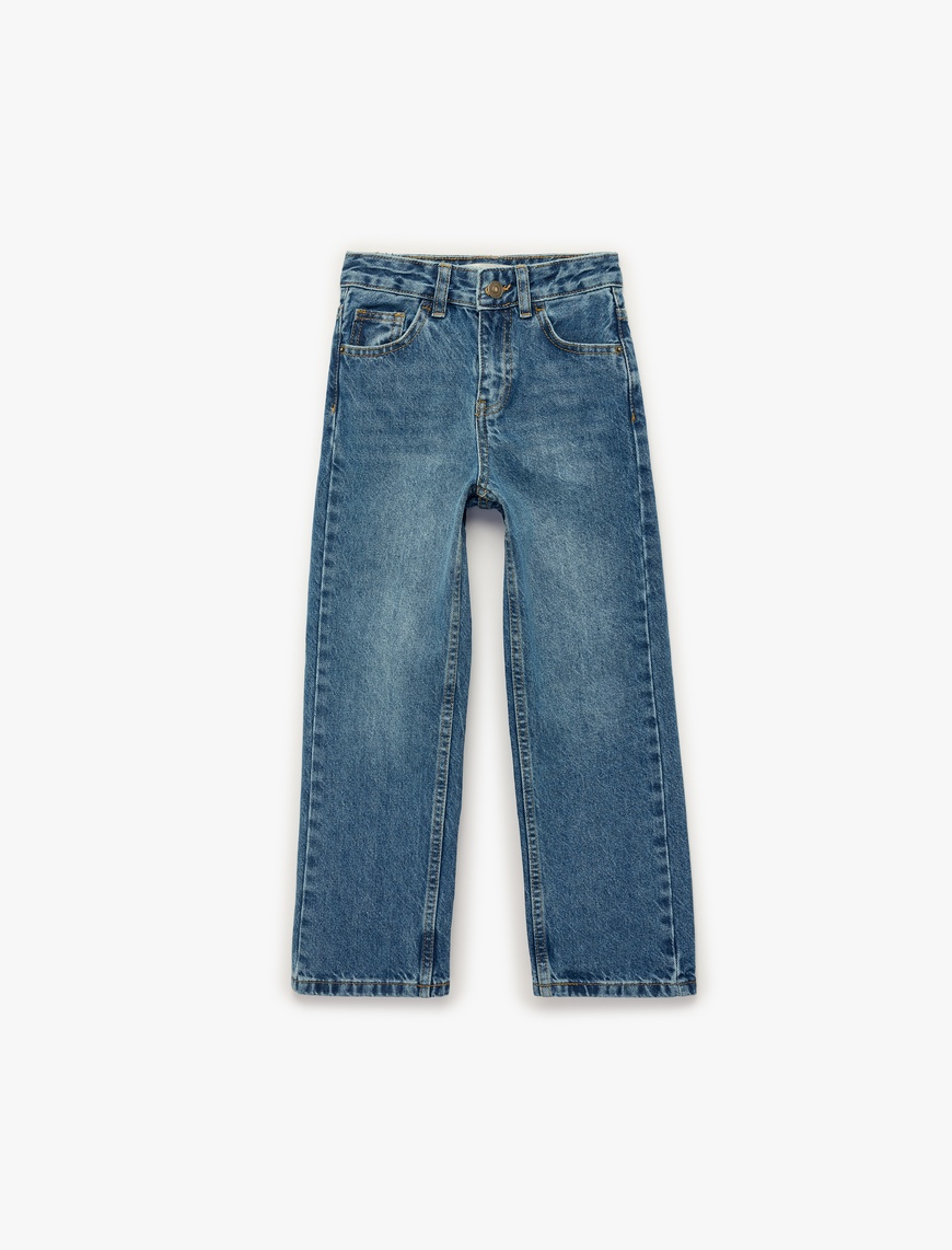 Koton Pamuklu Cepli Straight Fit Denim Pantolon