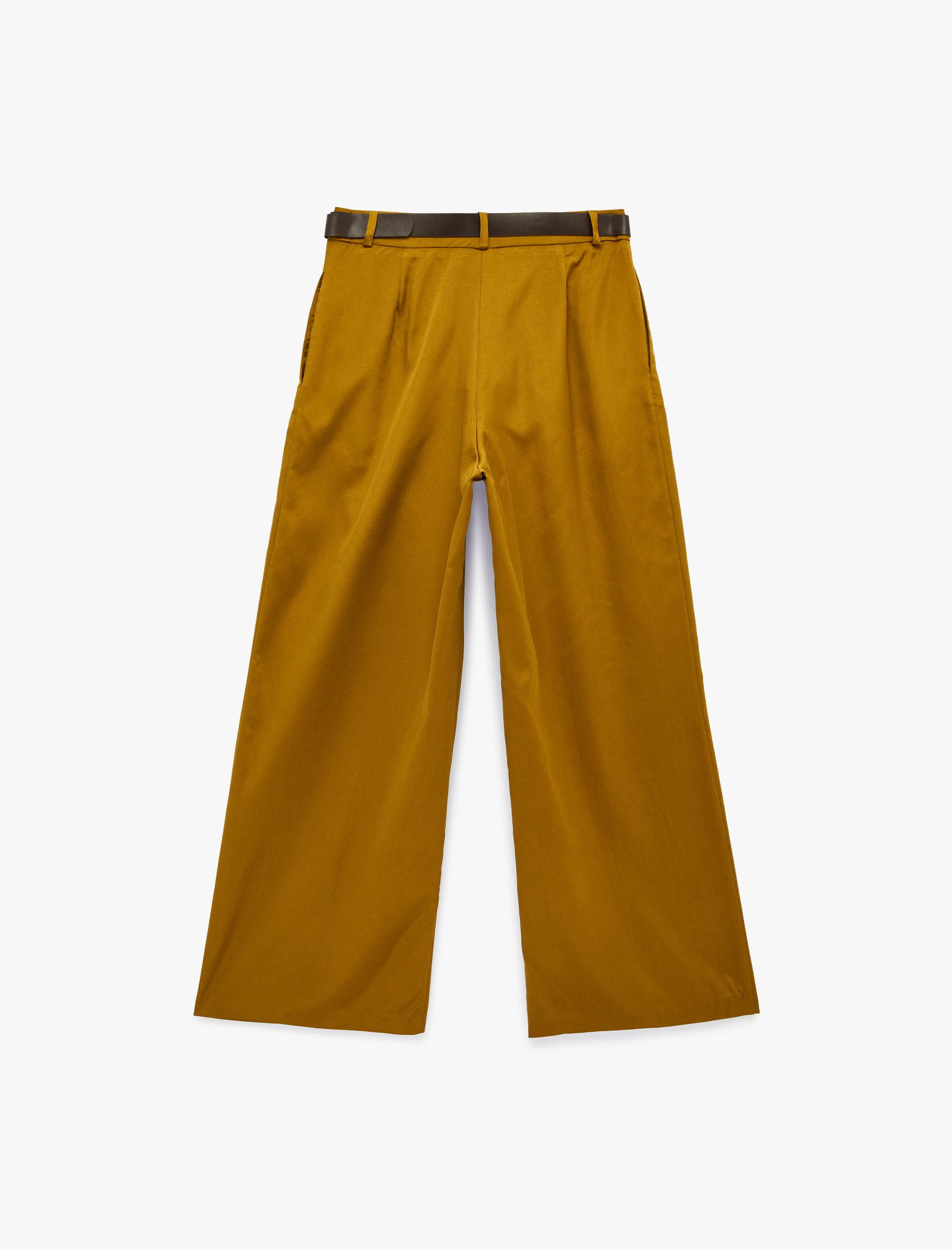   Kemer Detaylı Pileli Geniş Paça Palazzo Pantolon