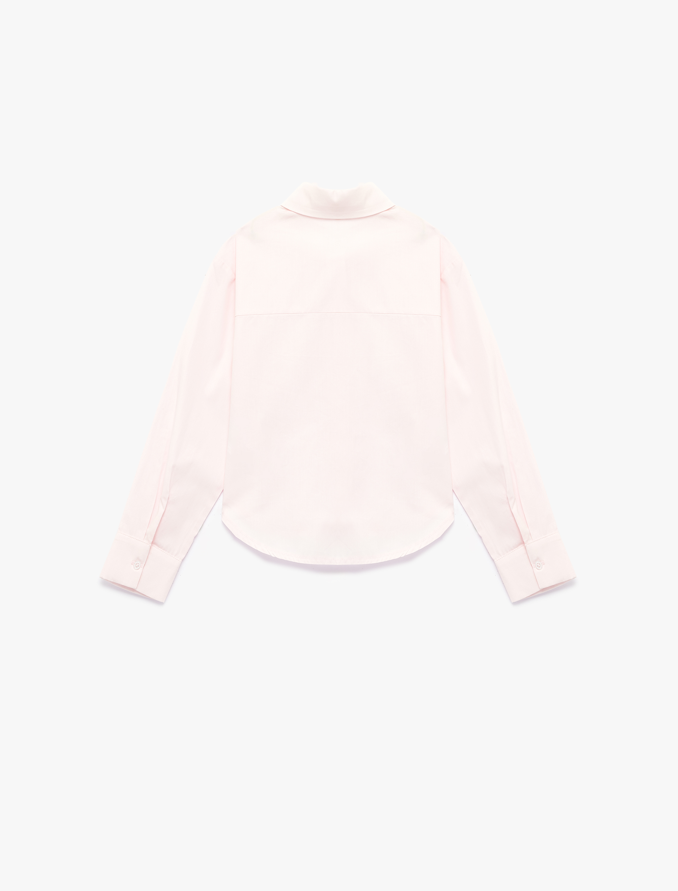  Kız Çocuk Uzun Kollu Klasik Yaka Kurdele Detaylı Pamuklu Poplin Gömlek