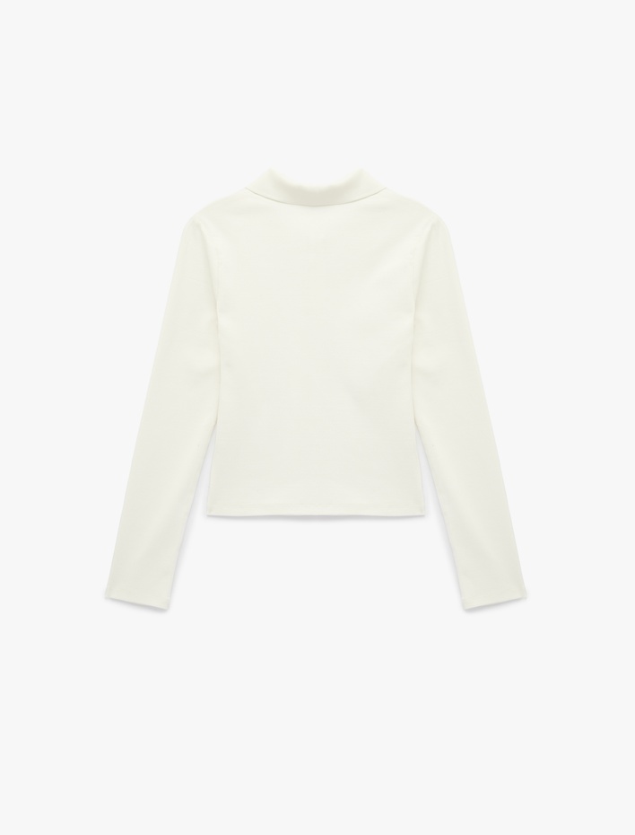  Pamuklu Slim Fit Uzun Kollu Polo Yaka Fermuarlı Hırka