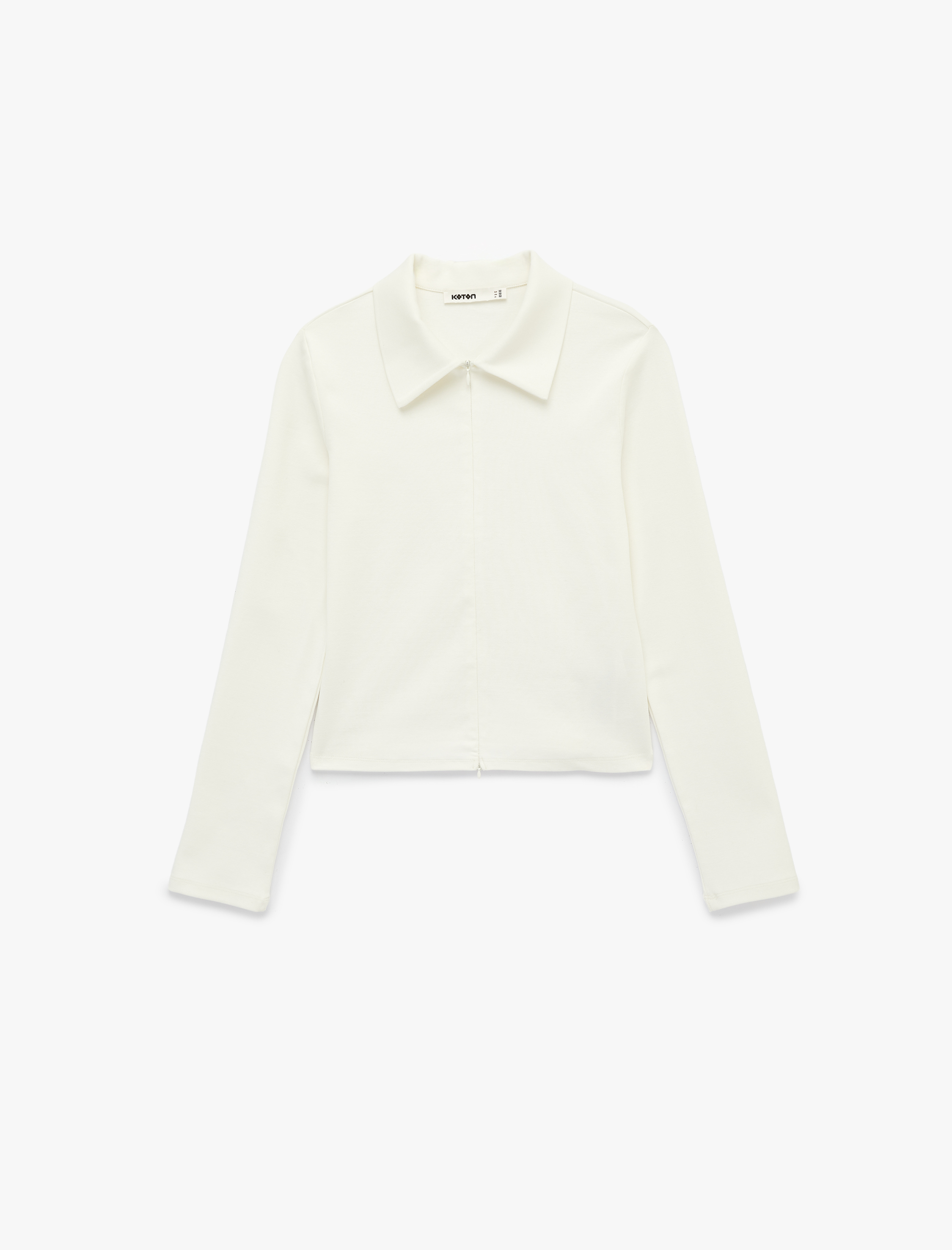   Pamuklu Slim Fit Uzun Kollu Polo Yaka Fermuarlı Hırka