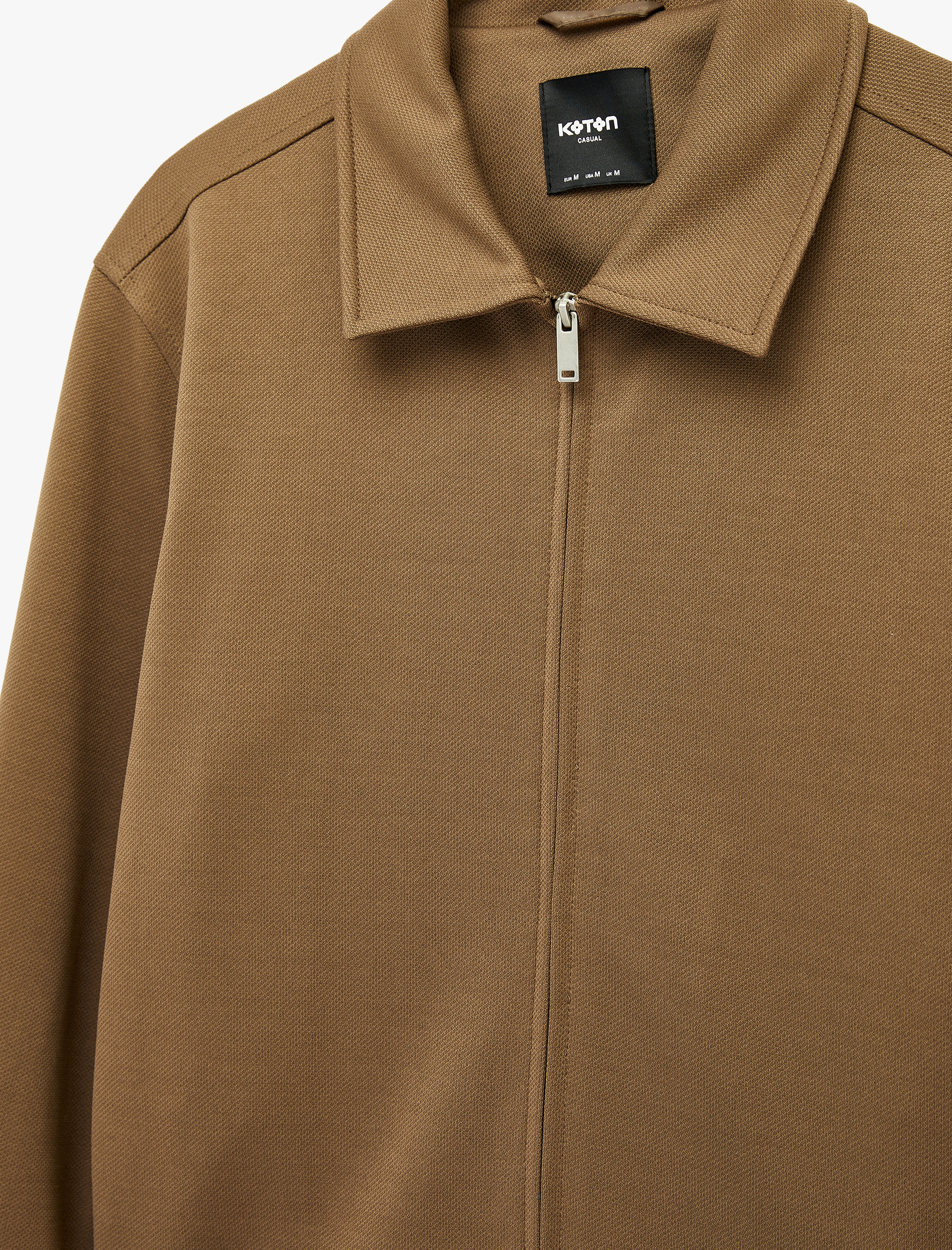   Regular Fit Uzun Kollu Cepli Gömlek Yaka Fermuarlı Mevsimlik Ceket