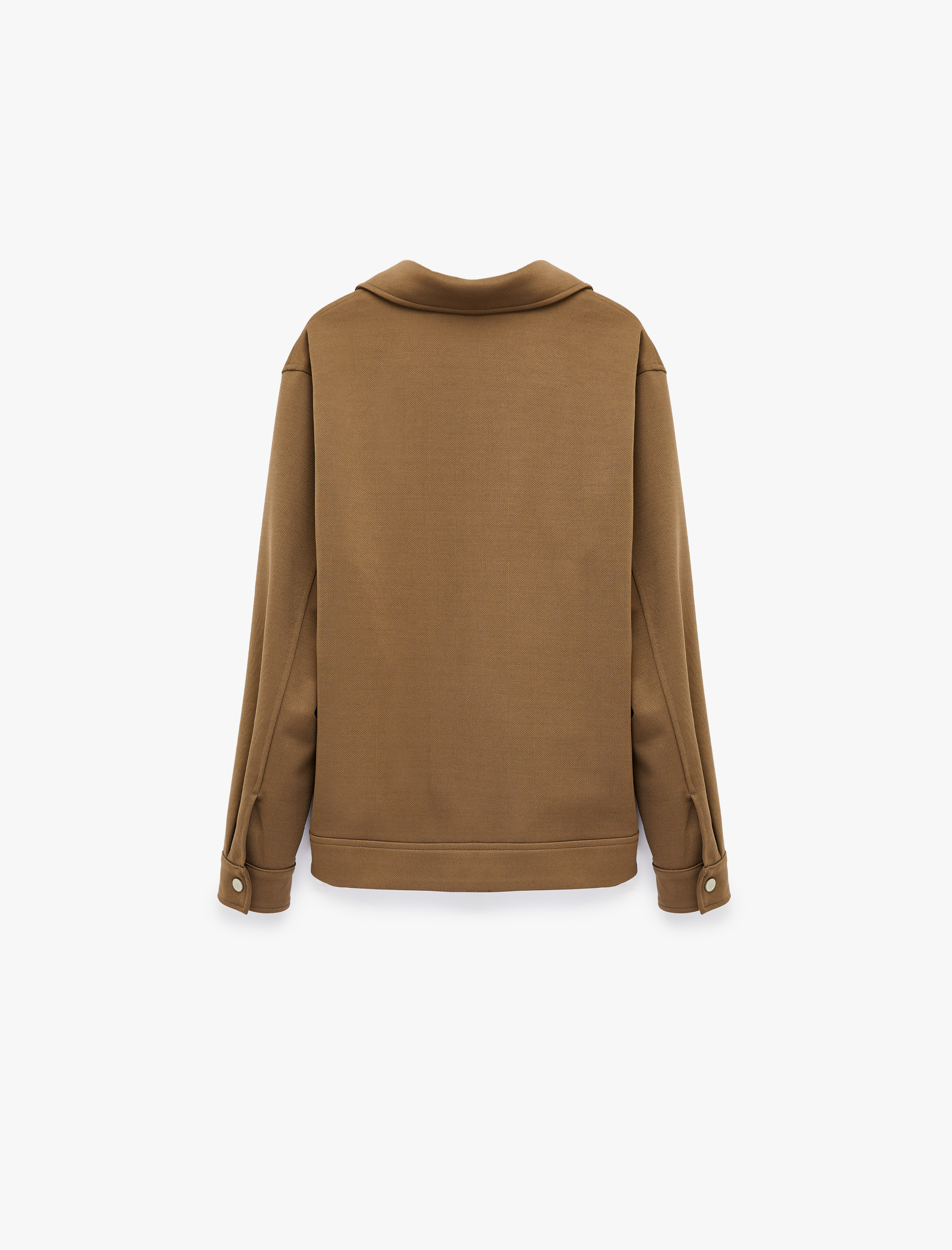   Regular Fit Uzun Kollu Cepli Gömlek Yaka Fermuarlı Mevsimlik Ceket