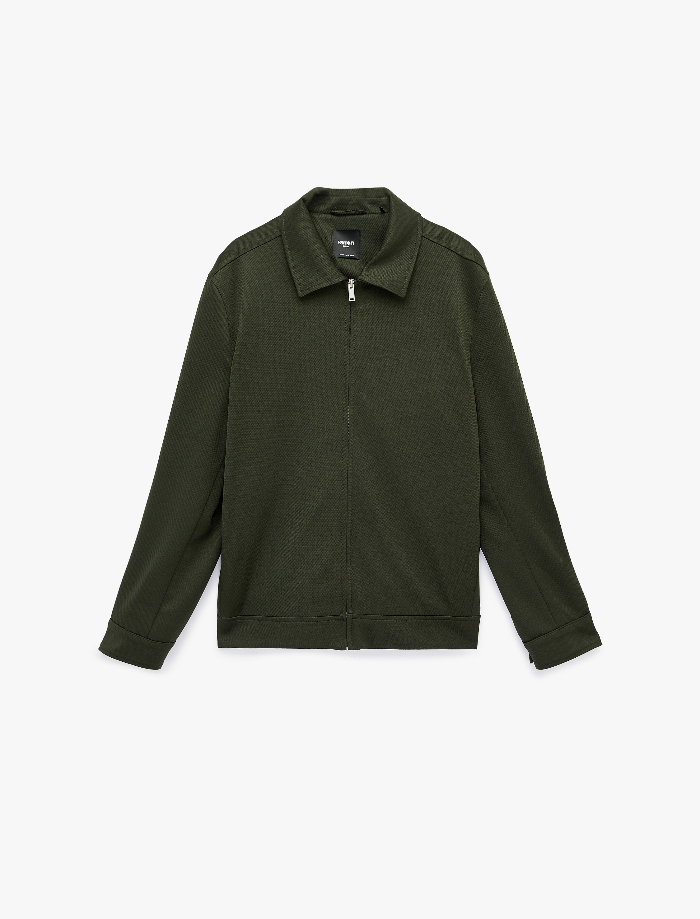   Regular Fit Uzun Kollu Cepli Gömlek Yaka Fermuarlı Mevsimlik Ceket