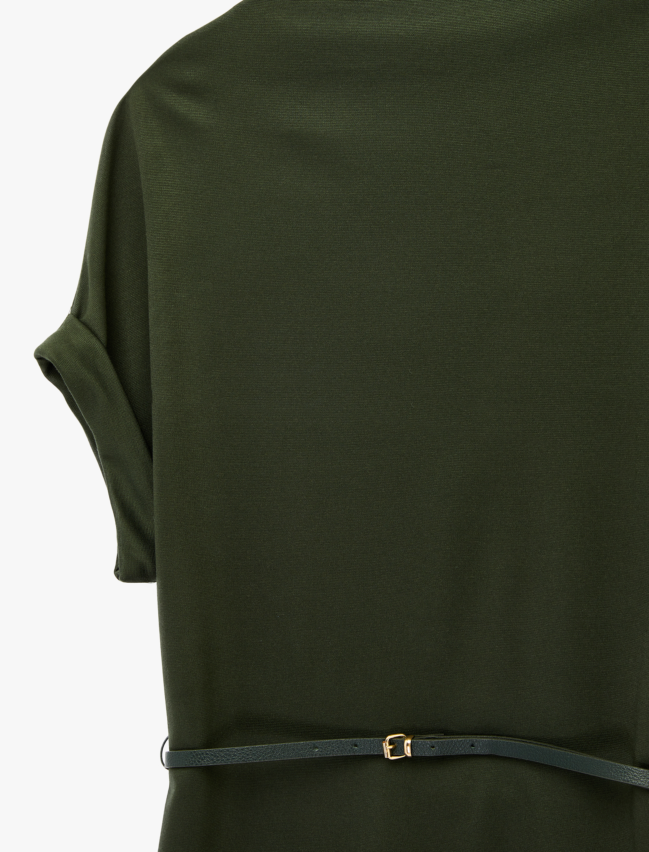   Kısa Kollu Kemerli Dik Yaka Uzun Bluz