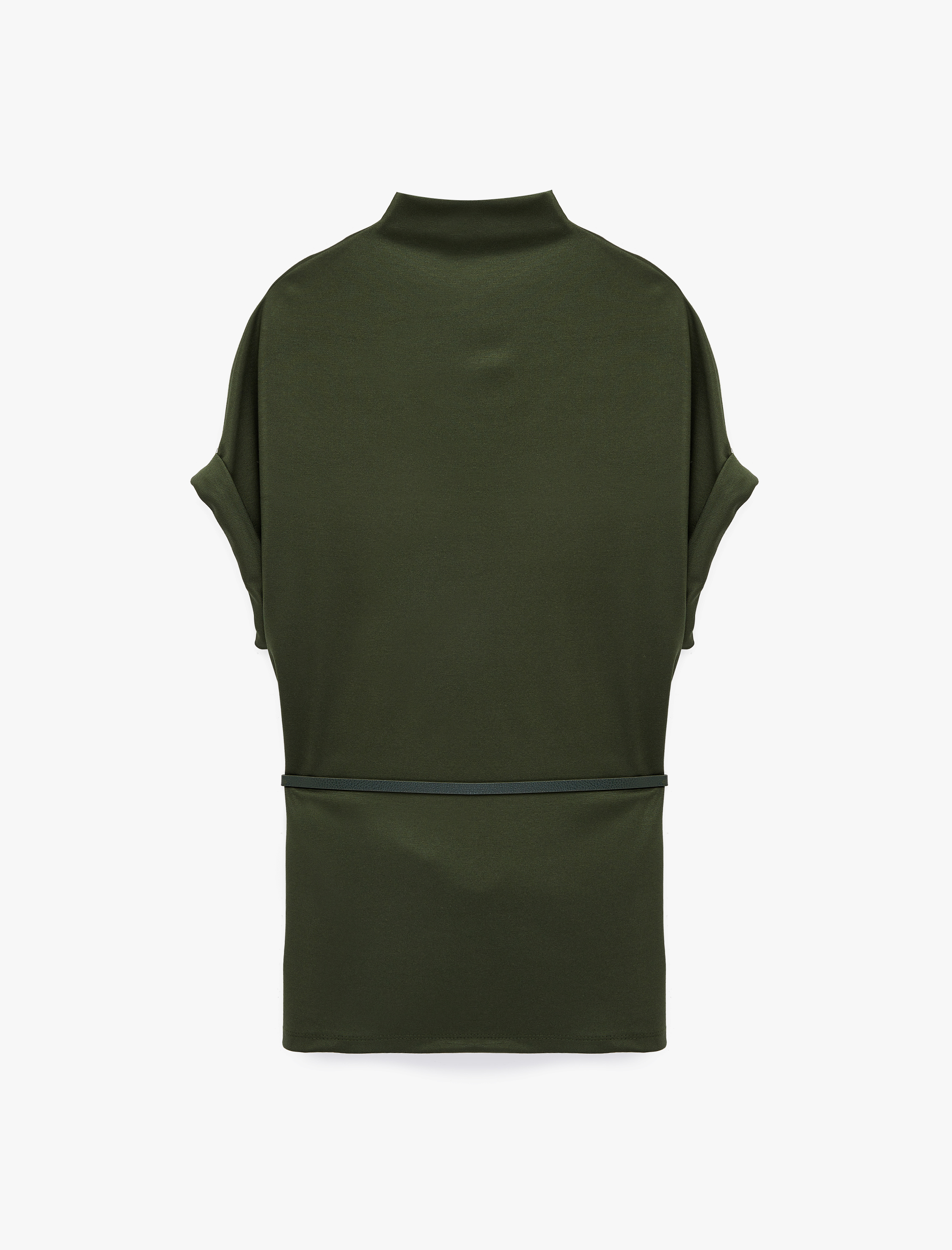   Kısa Kollu Kemerli Dik Yaka Uzun Bluz