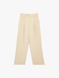 Cepli Pileli Geniş Paça Kumaş Baggy Pantolon