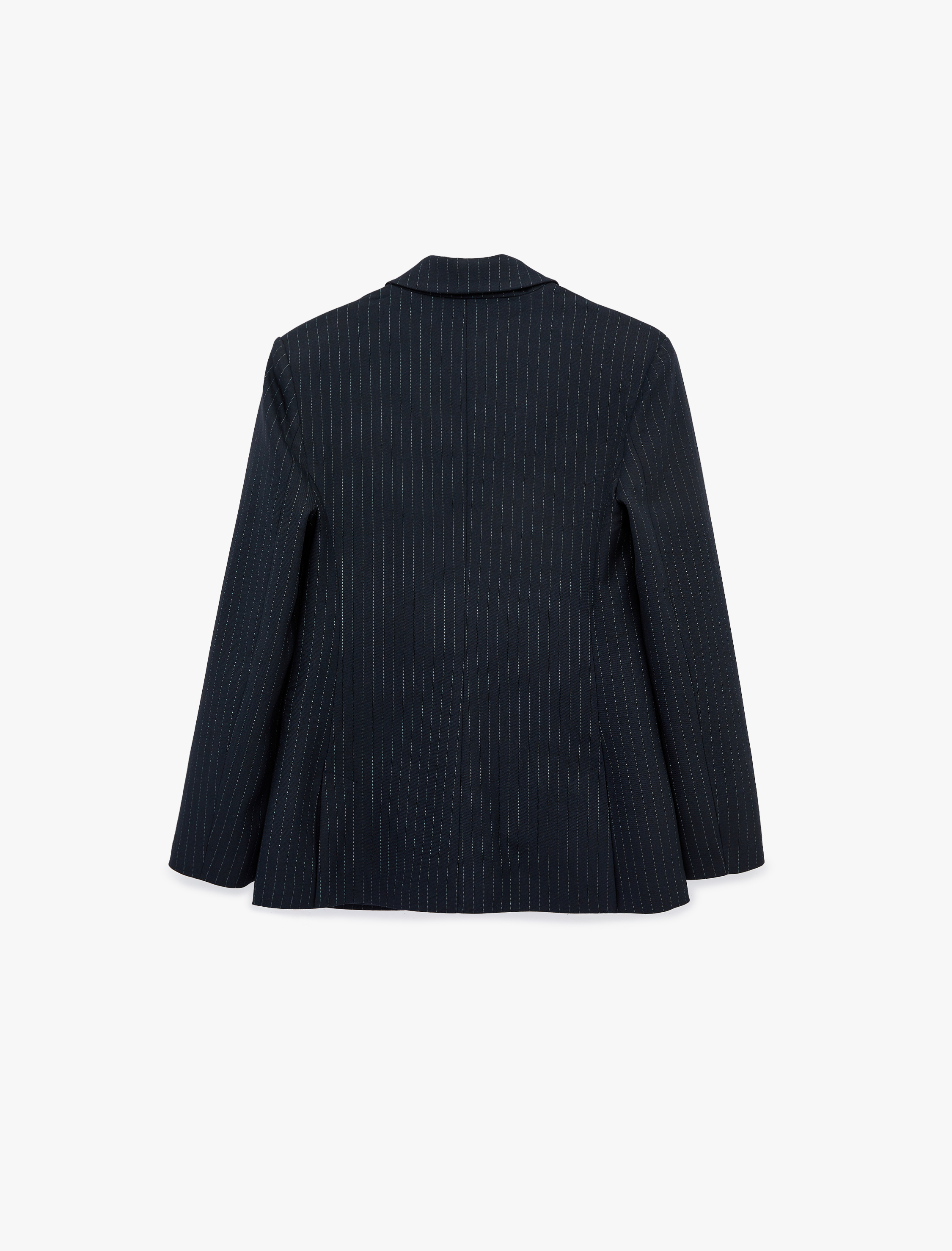   Kruvaze Yaka Uzun Kollu Düğmeli Cep Detaylı Çizgili Blazer Ceket