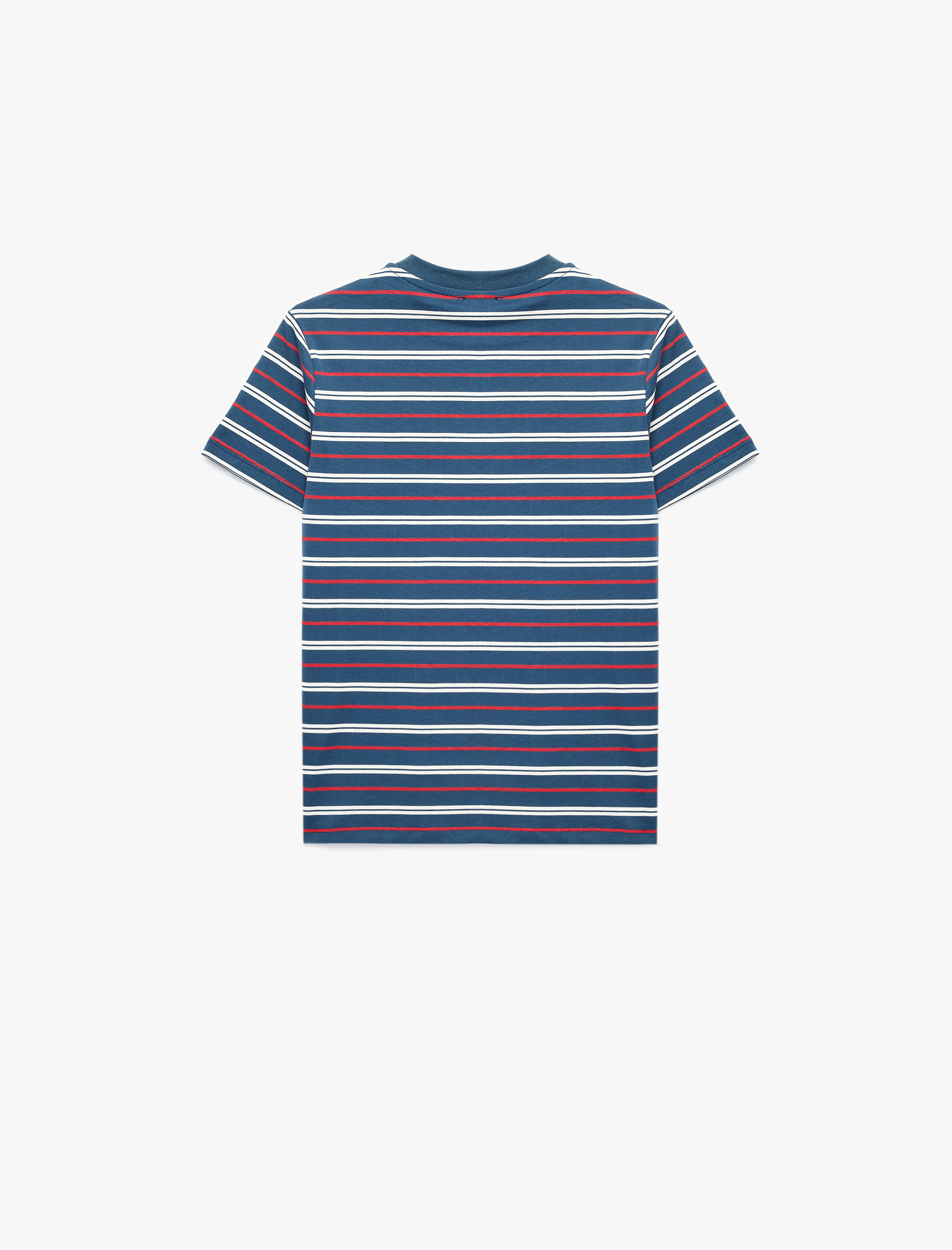  Erkek Çocuk Pamuklu Kısa Kollu Bisiklet Yaka Çizgili Tişört
