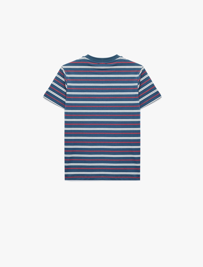 Erkek Çocuk Pamuklu Kısa Kollu Bisiklet Yaka Çizgili Tişört