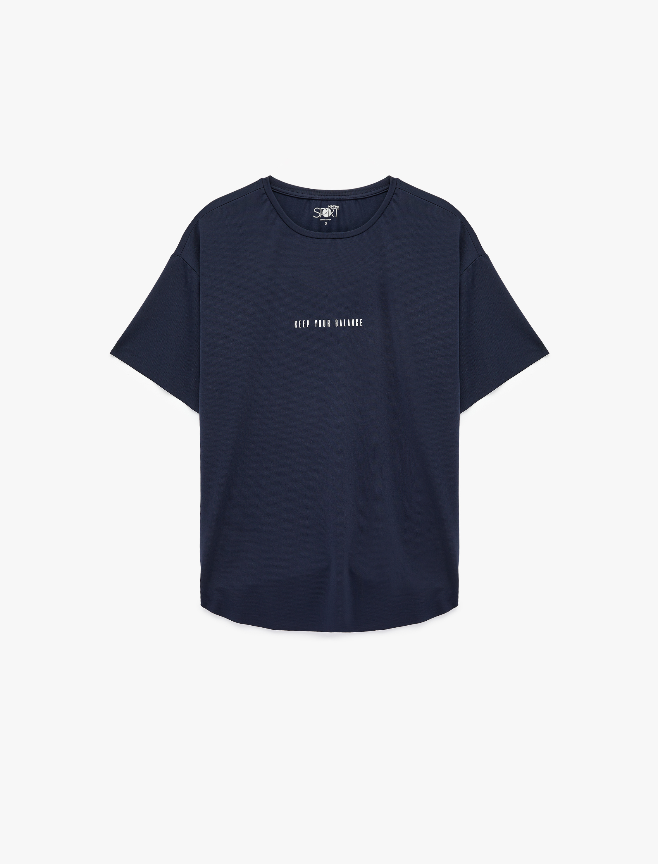   Rahat Kalıp Kısa Kollu Bisiklet Yaka Baskılı Spor Tişört