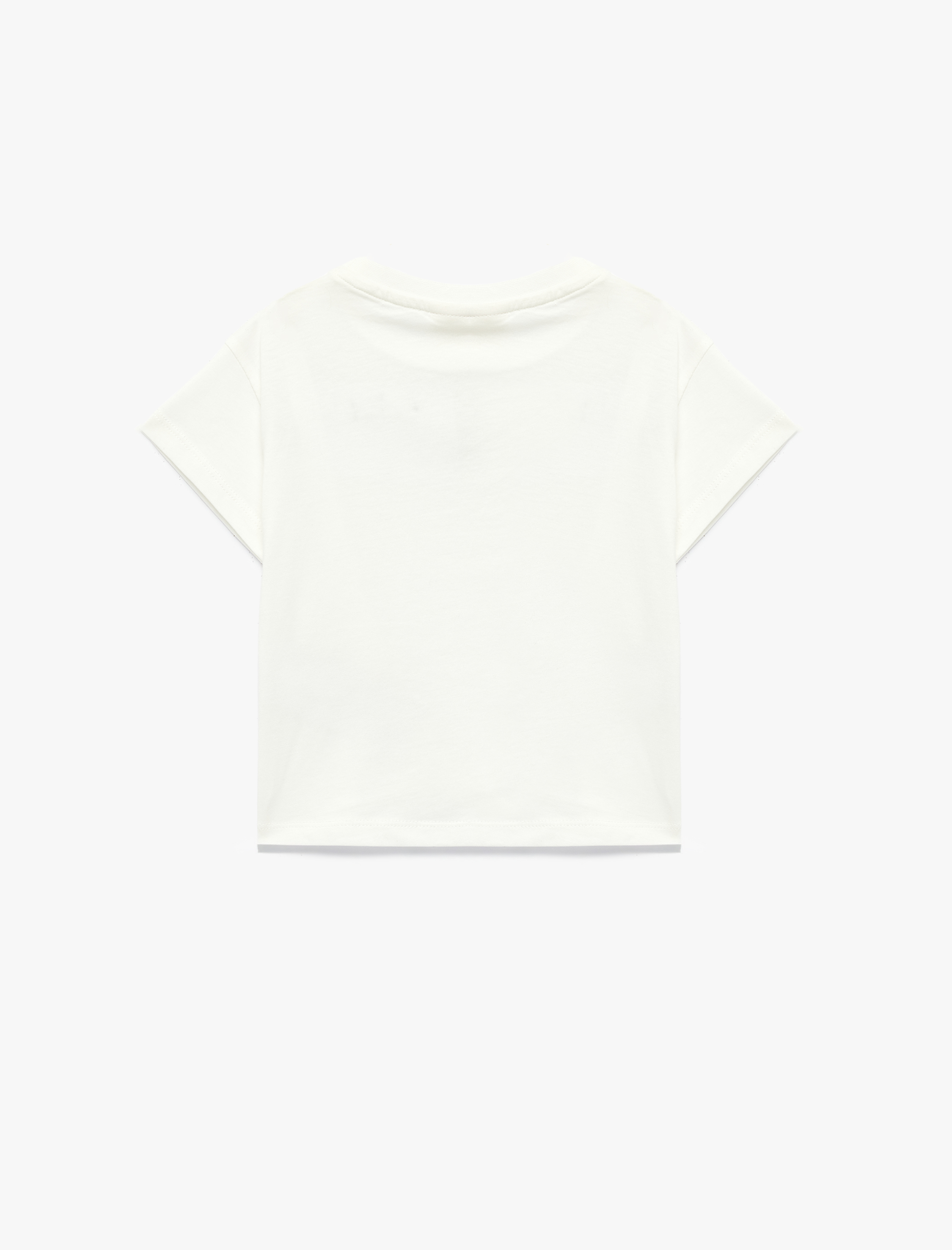  Kız Bebek Fiyonk Detaylı Kısa Kollu Bisiklet Yaka Pamuklu Tişört