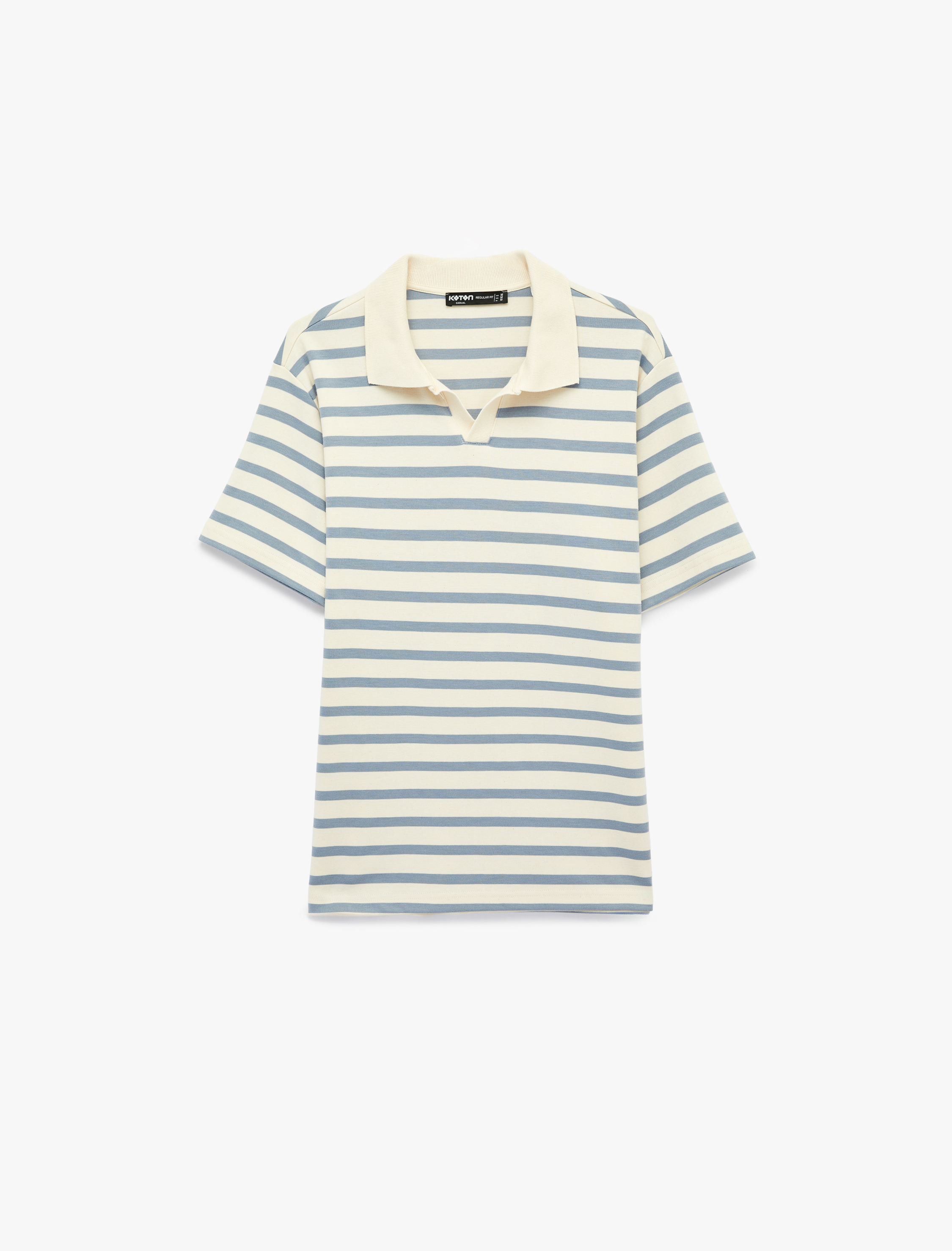   Regular Fit Kısa Kollu Polo Yaka Çizgili Tişört