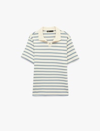 Regular Fit Kısa Kollu Polo Yaka Çizgili Tişört