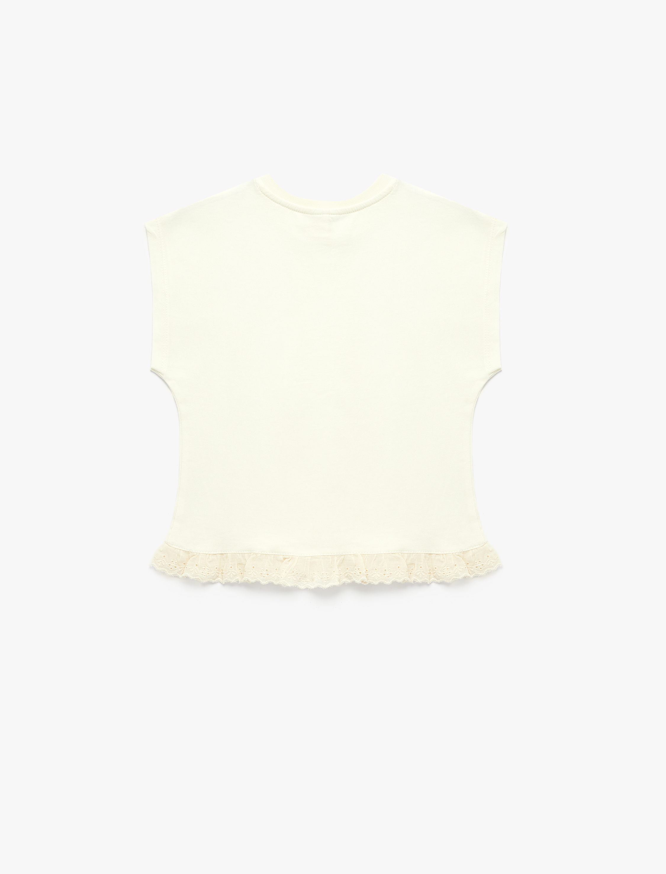  Kız Bebek Bisiklet Yaka Baskı Detaylı Kolsuz Pamuklu Tişört