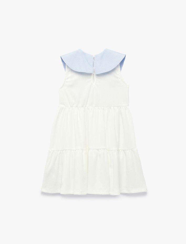 Kız Bebek Bebe Yaka Fiyonk Detaylı Kolsuz Elbise