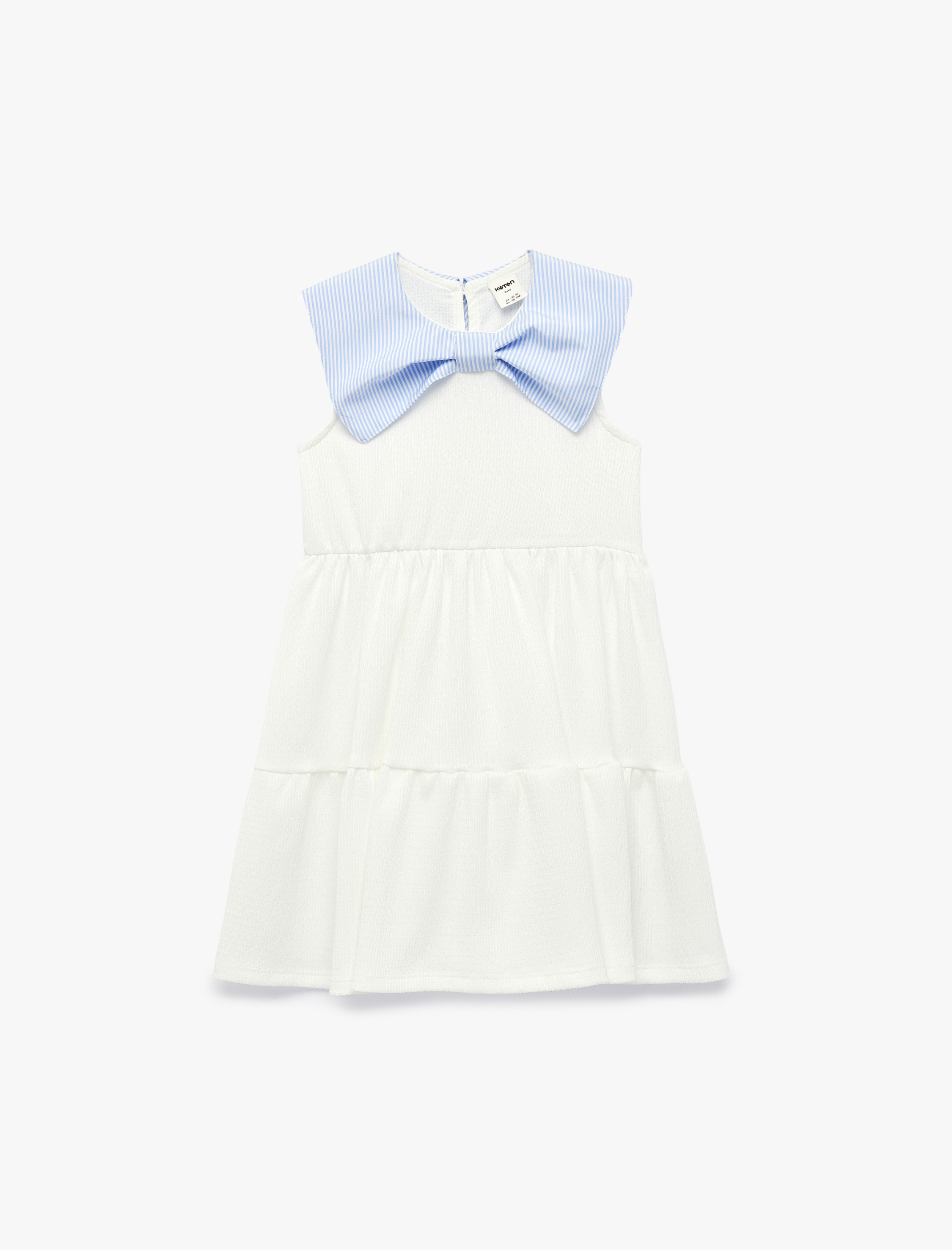  Kız Bebek Bebe Yaka Fiyonk Detaylı Kolsuz Elbise