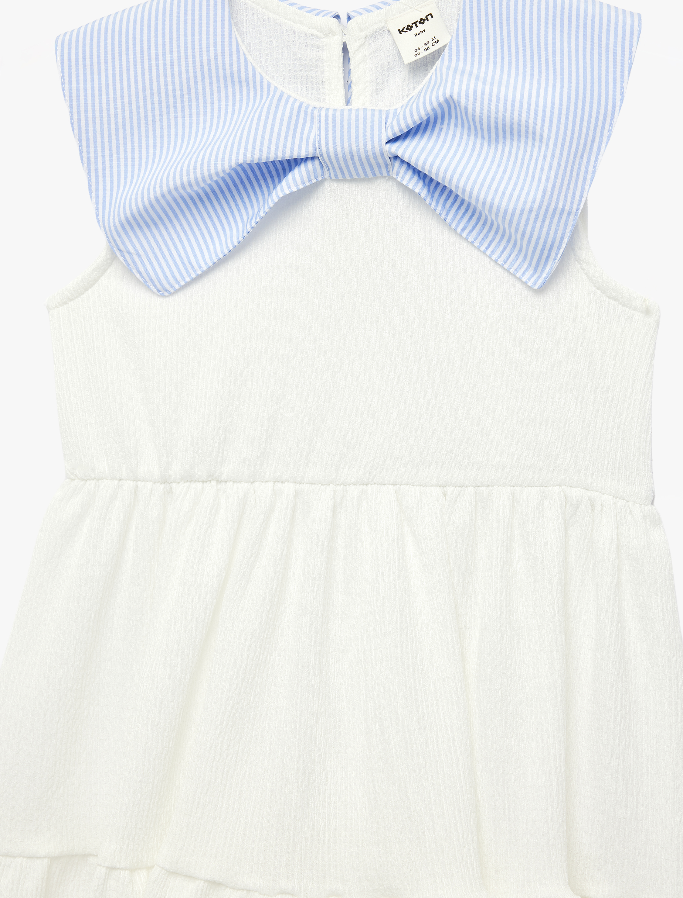  Kız Bebek Bebe Yaka Fiyonk Detaylı Kolsuz Elbise