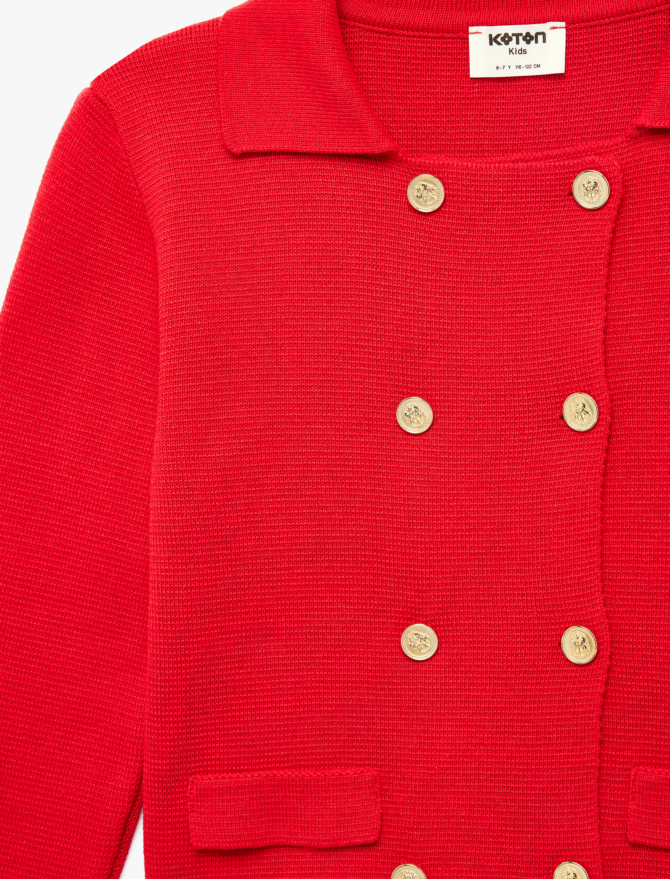  Kız Çocuk Düğme Detaylı Uzun Kollu Triko Hırka