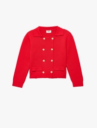 Düğme Detaylı Uzun Kollu Triko Hırka