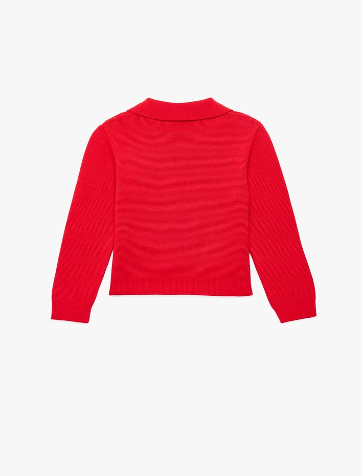 Kız Çocuk Düğme Detaylı Uzun Kollu Triko Hırka