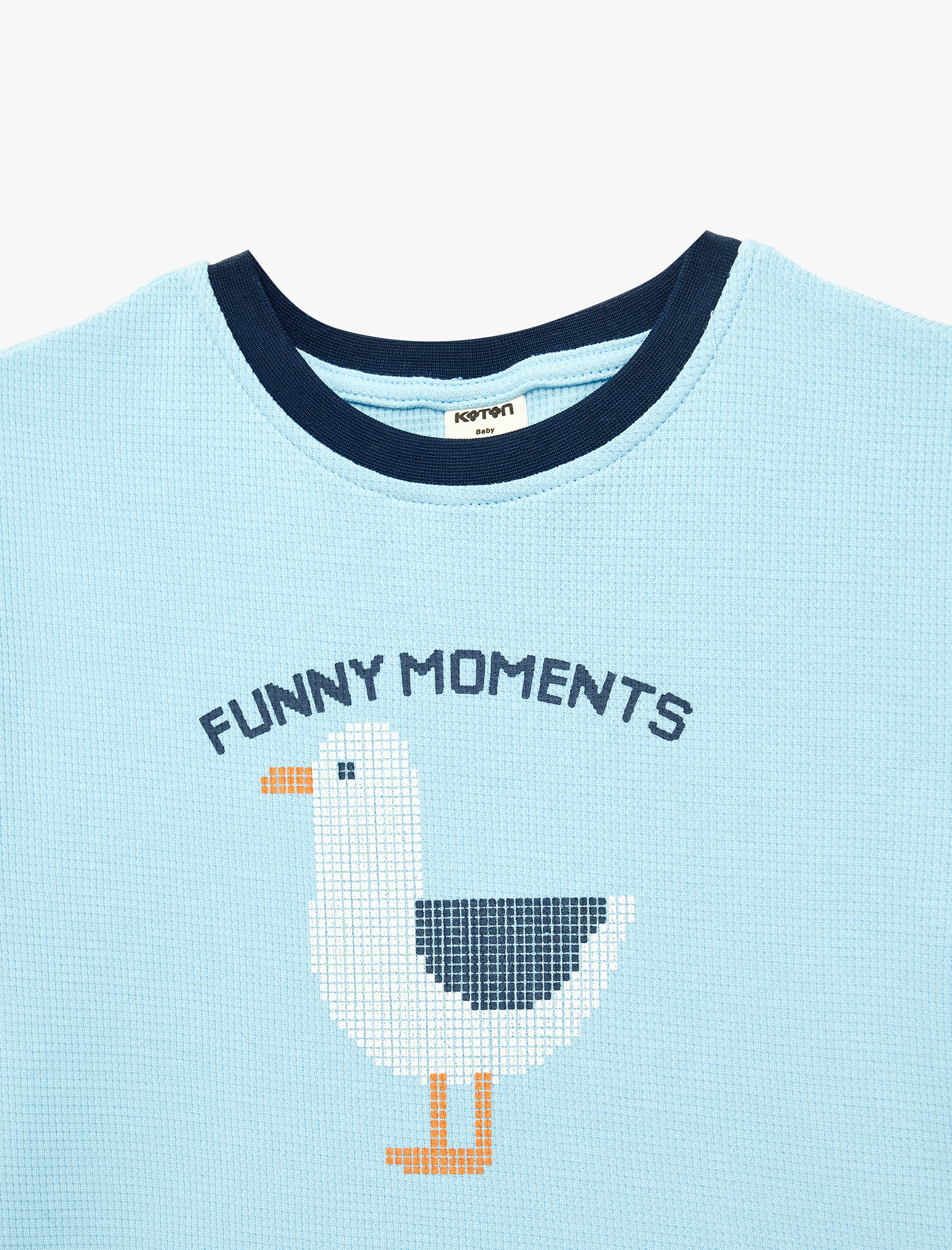  Erkek Bebek Pamuklu Baskı Detaylı Bisiklet Yaka Kısa Kollu Tişört