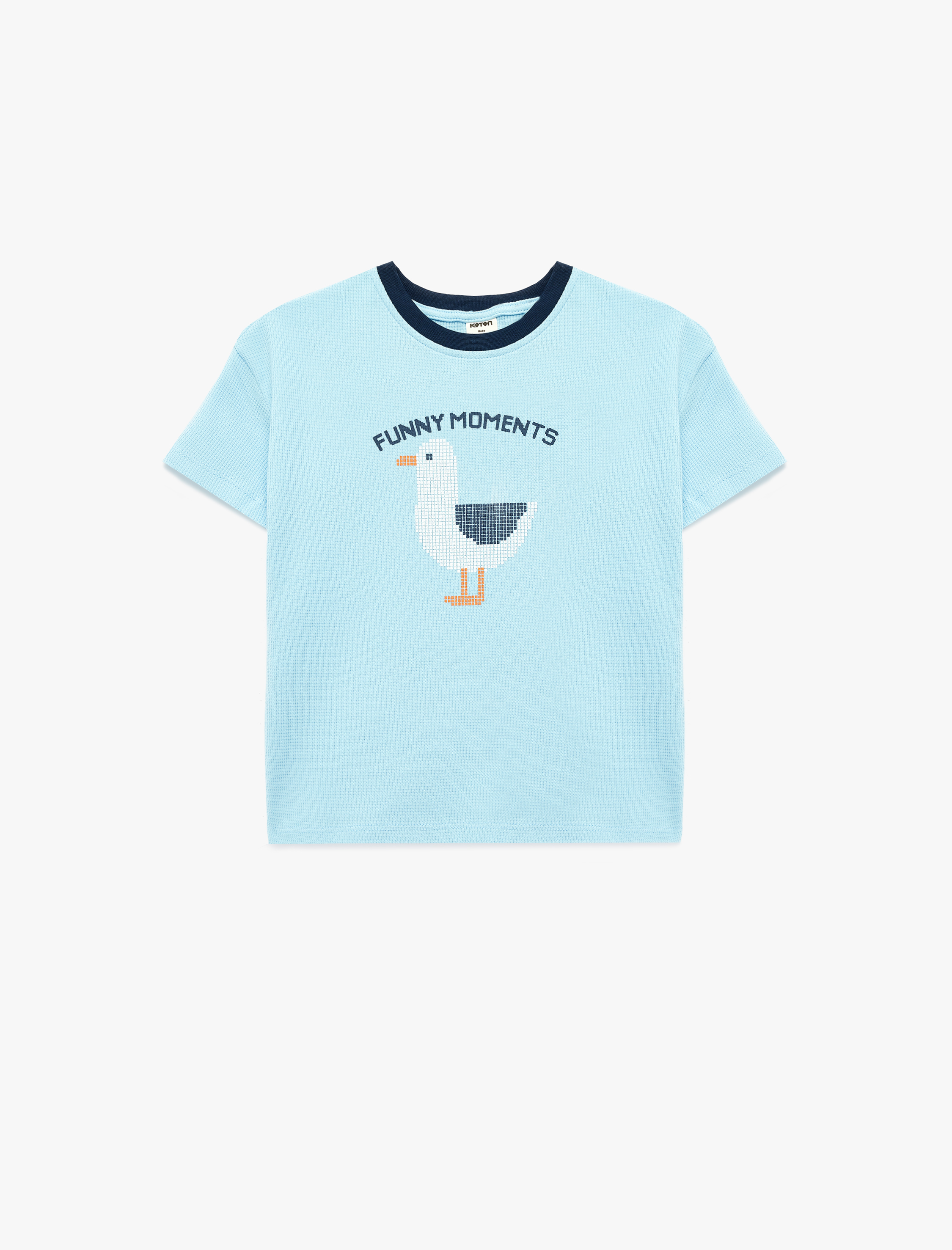  Erkek Bebek Pamuklu Baskı Detaylı Bisiklet Yaka Kısa Kollu Tişört